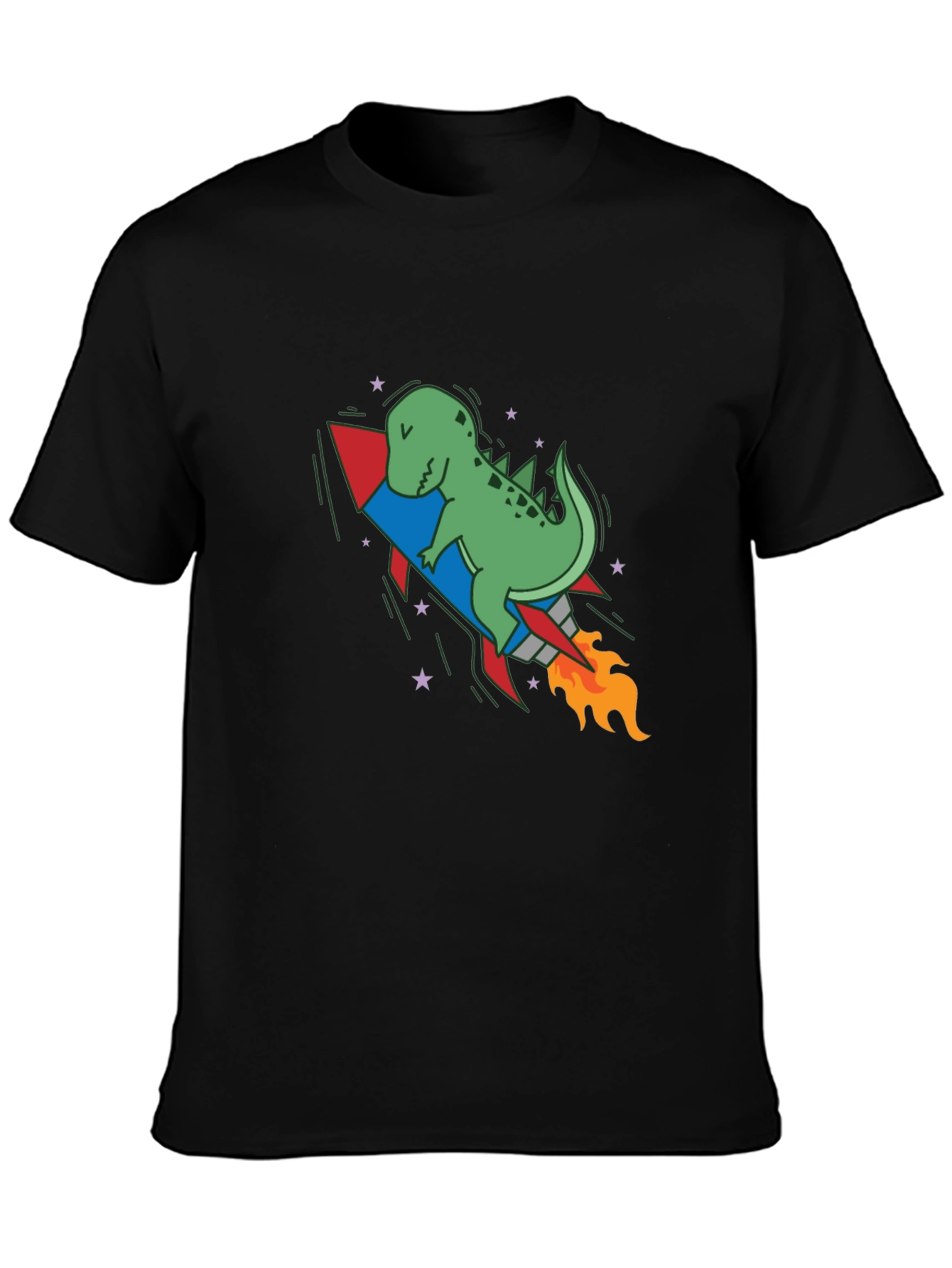 Black Dino Rocket Black T-Shirt view 3