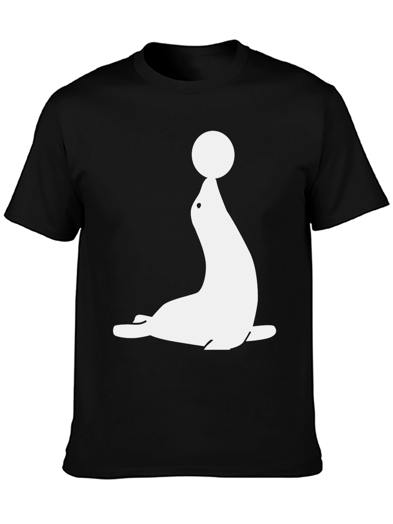Black Seal with Ball Graphic Tee - Black Cotton T-Shirt view 3