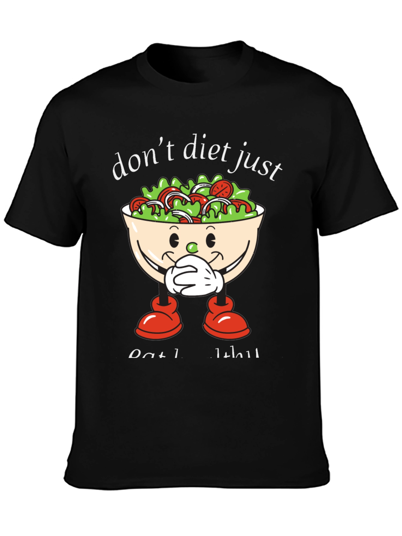 Black Don't Diet Just Eat Salad T-Shirt view 3