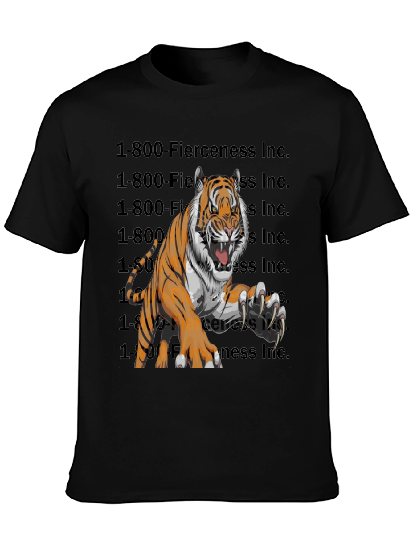 Black Fierce Tiger Graphic T-Shirt view 3