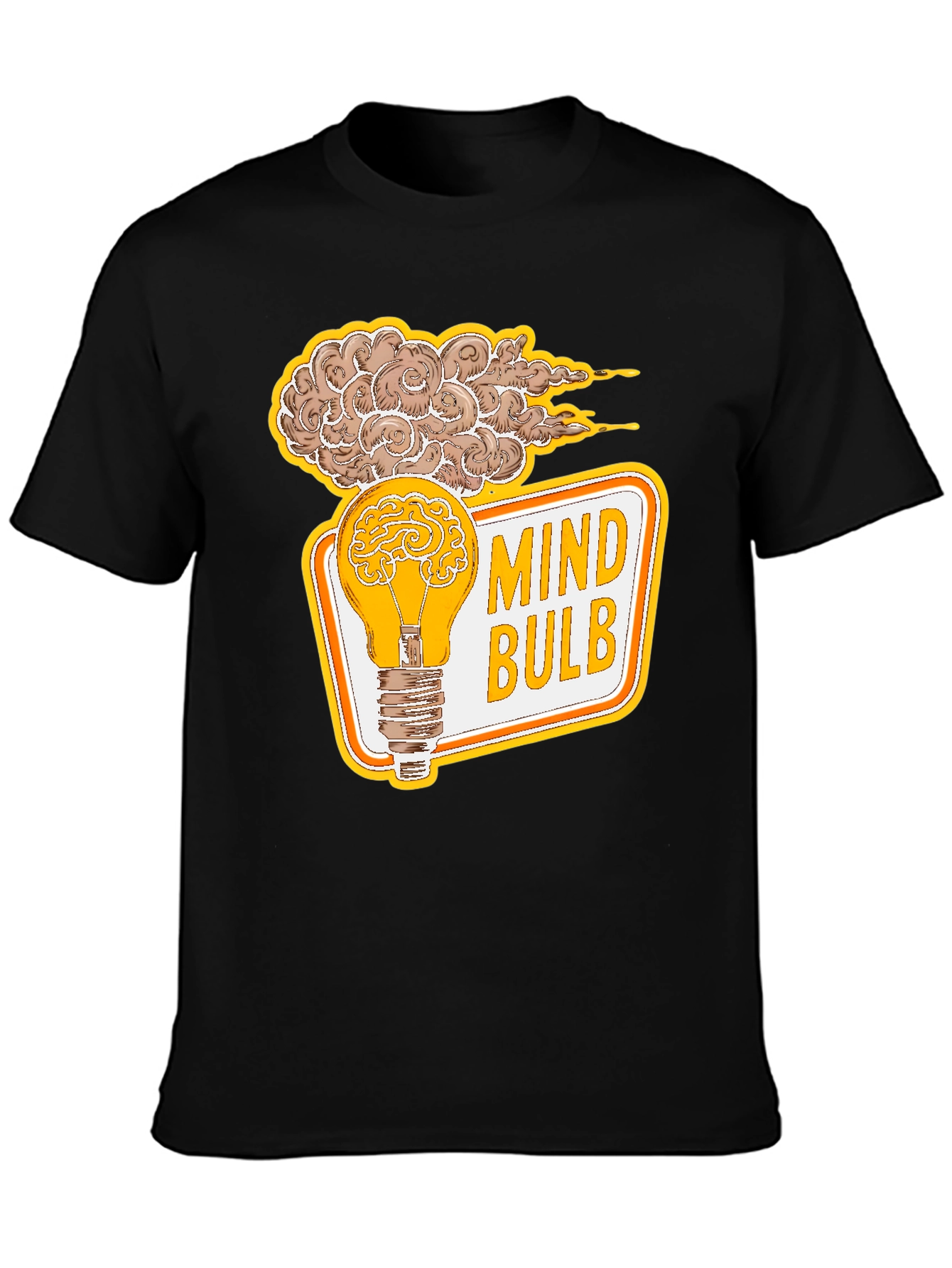 Black Mind Bulb Graphic T-Shirt - Brain Power Tee view 3