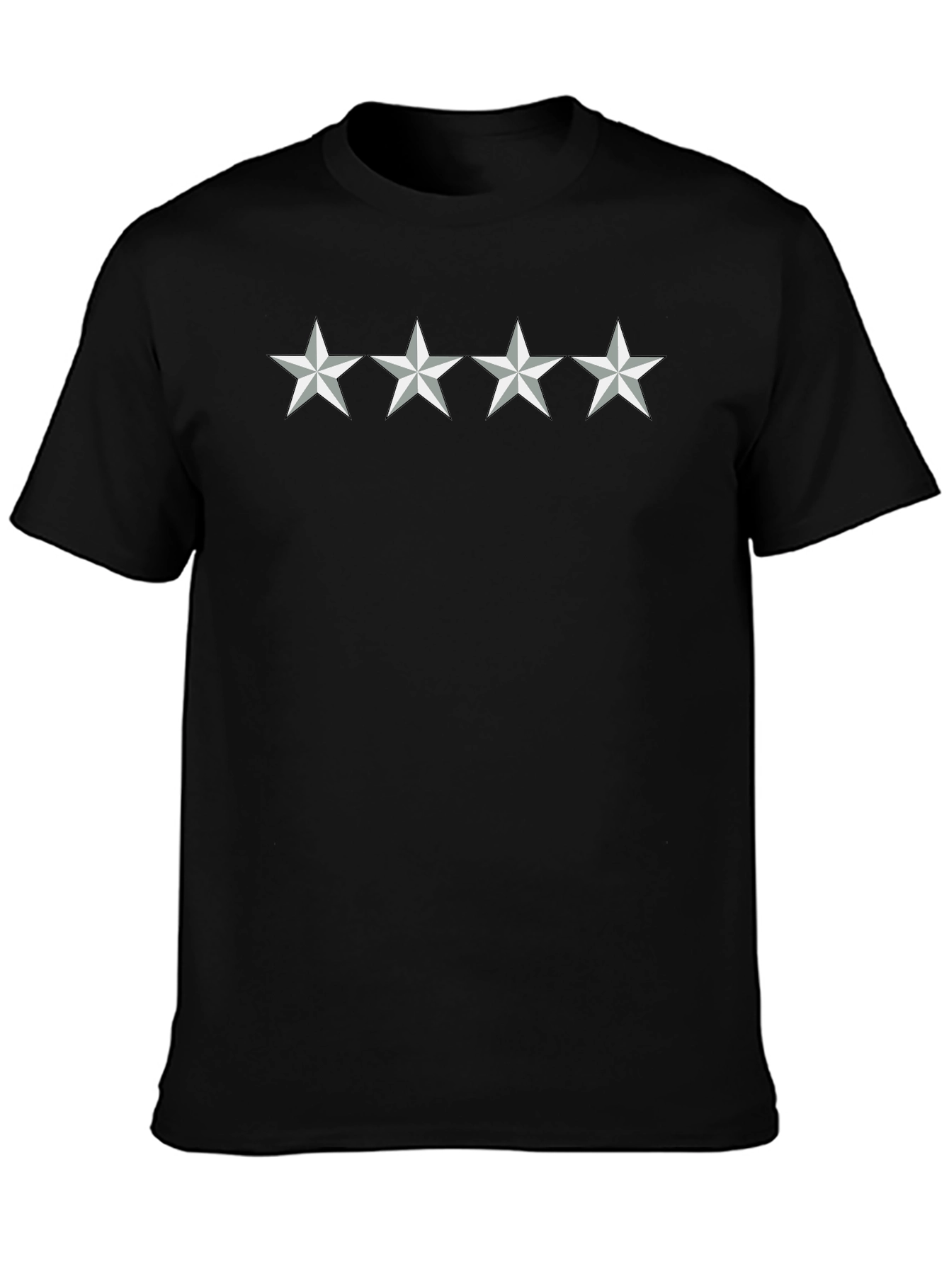 Black Four Star Graphic Black T-Shirt view 3