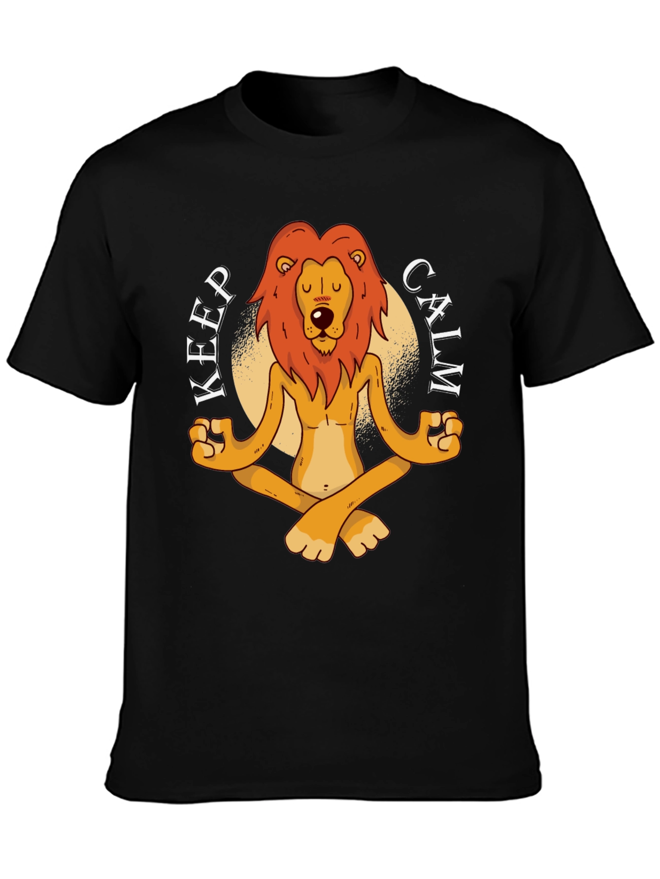 Black Zen Lion Graphic T-Shirt - Keep Calm and Meditate view 3