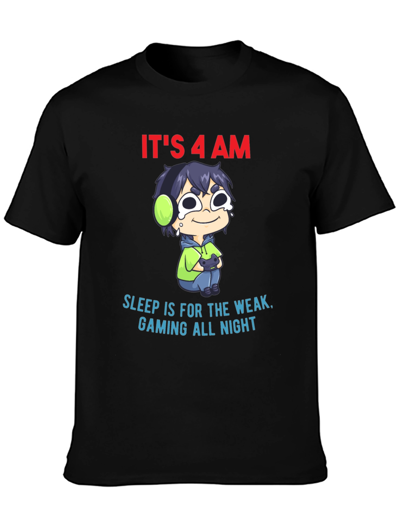 Black It's 4 AM Gaming All Night T-Shirt view 3