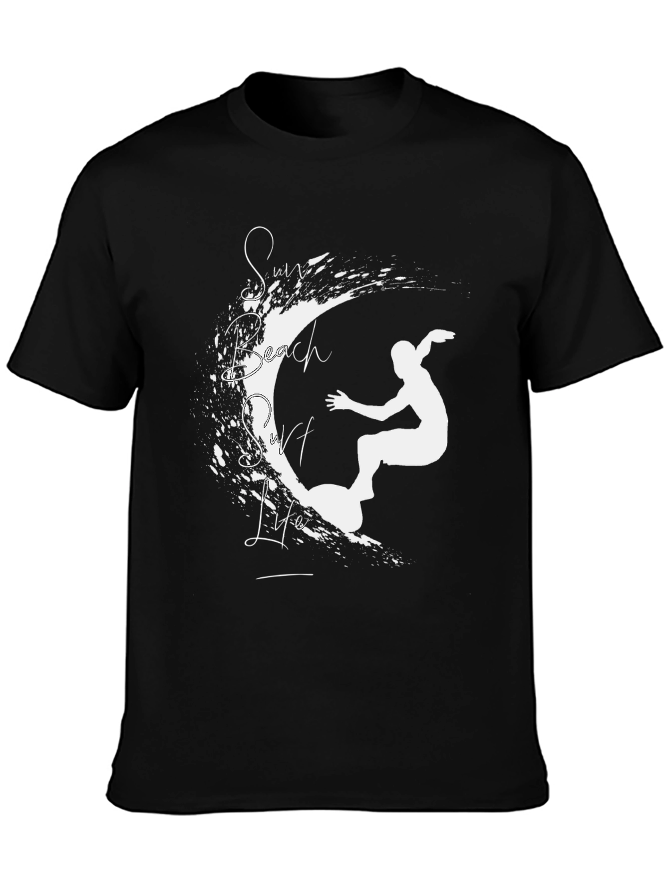 Black Sun Beach Surf Life Graphic T-Shirt view 3