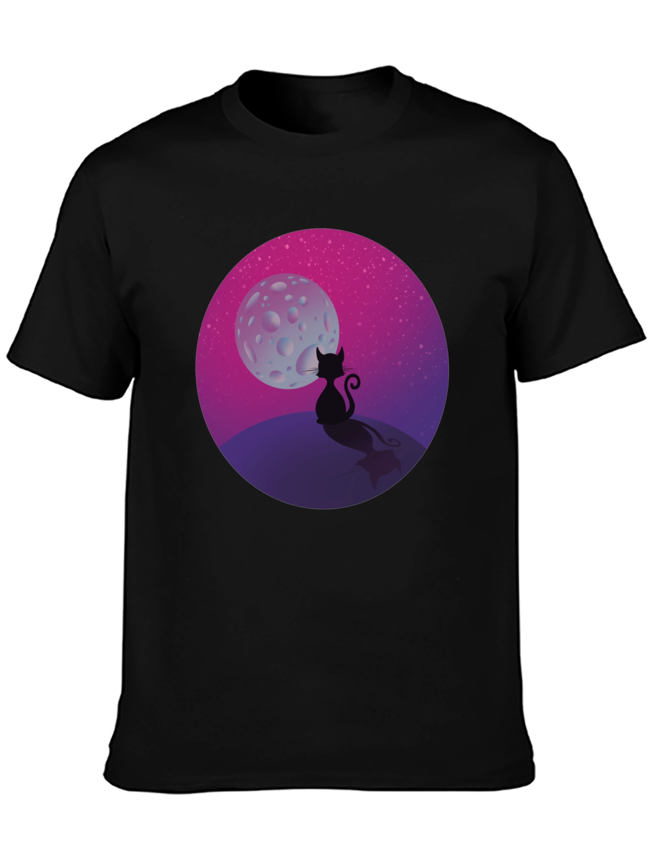 Black Black Cat Moon T-Shirt view 3