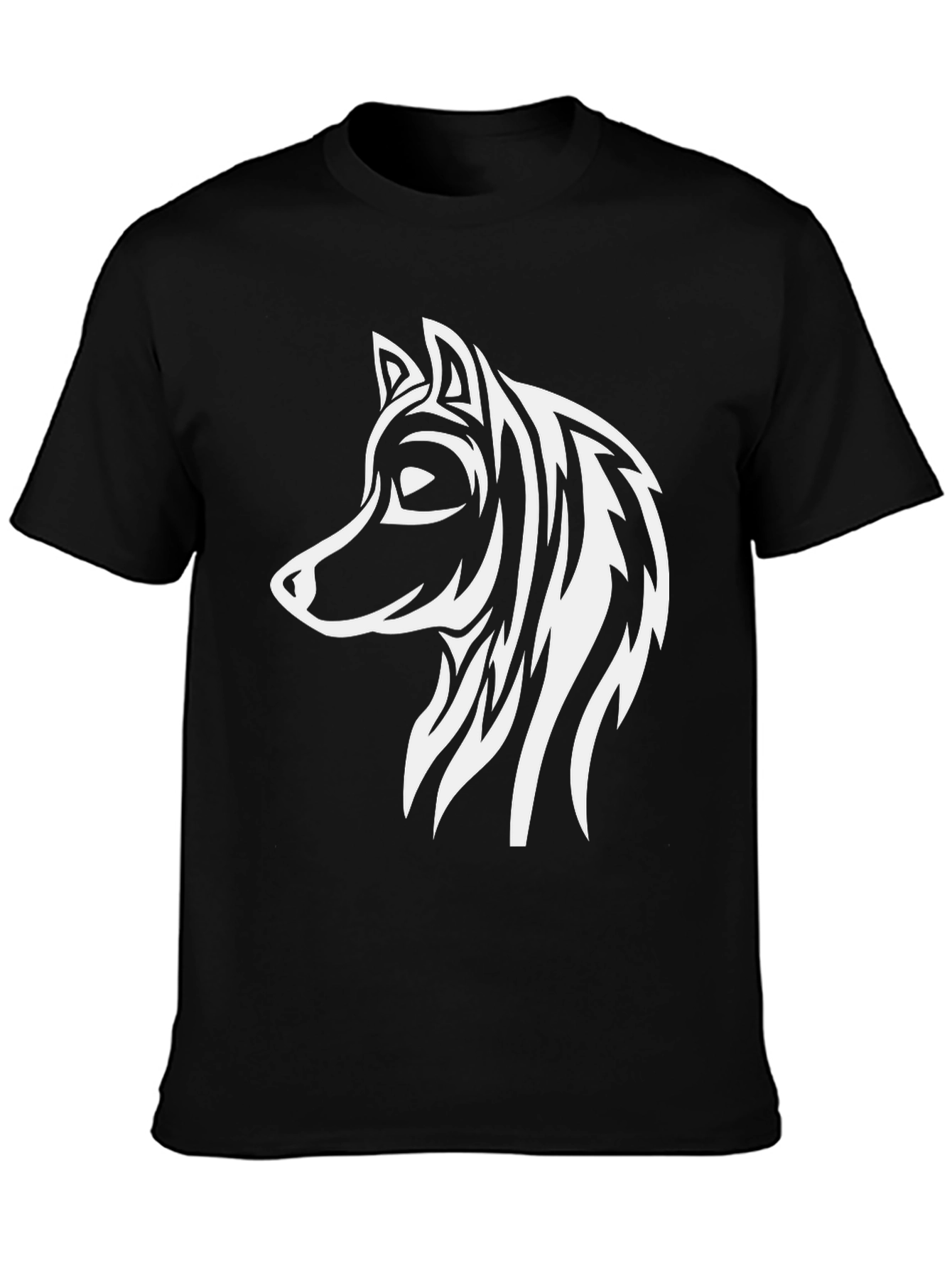 Black Wolf Graphic Print Black T-Shirt view 3