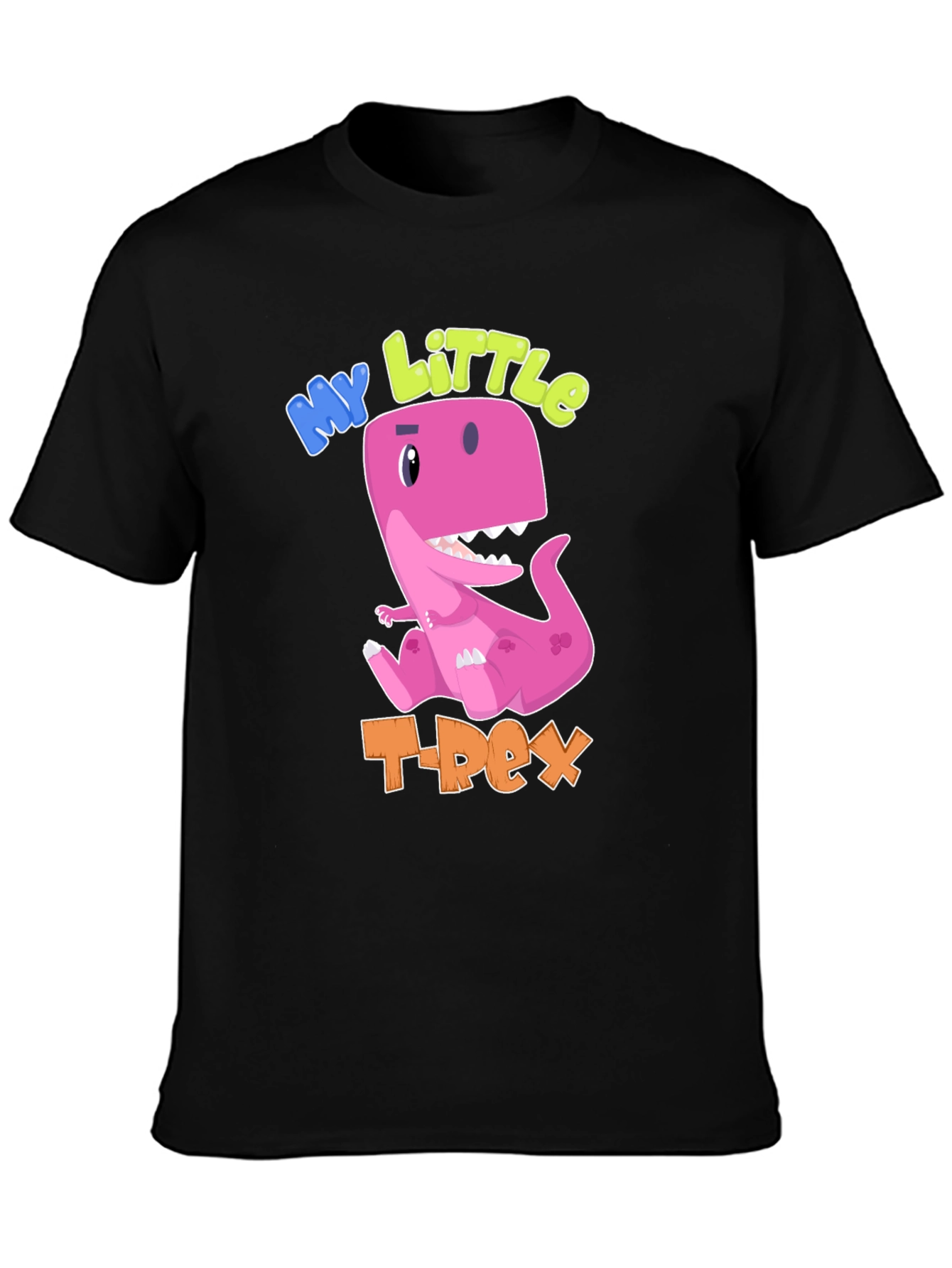 Black My Little T-Rex Black Cotton T-Shirt view 3