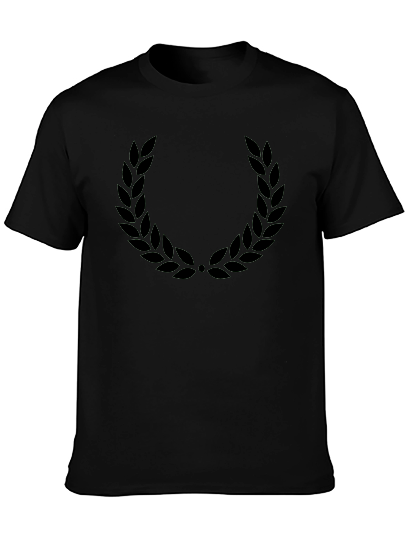 Black Men's Black T-Shirt with Laurel Wreath Design view 3
