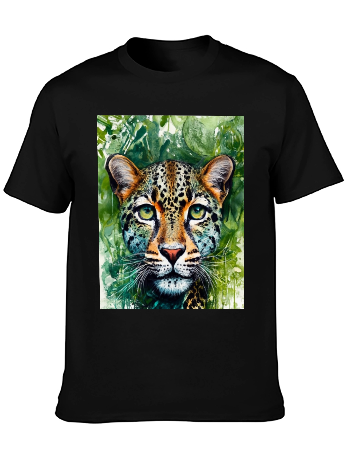 Black Leopard Graphic Tee - Wildlife Art Shirt view 3