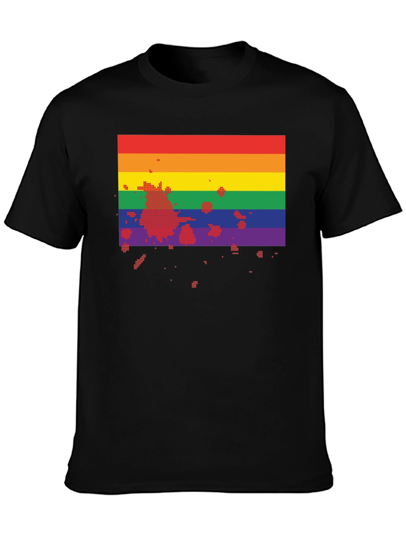 Black Rainbow Flag Pixel Art Black T-Shirt view 3