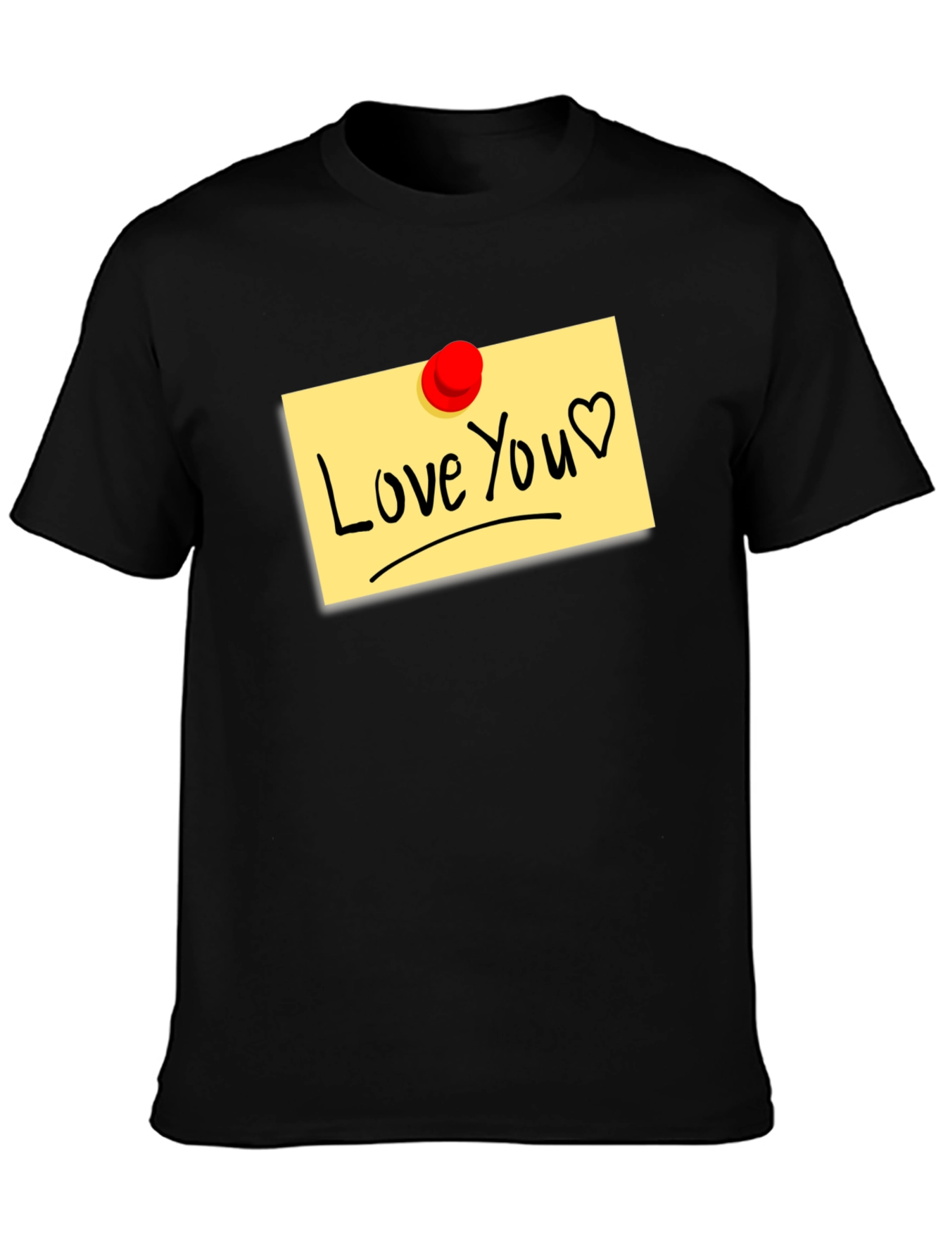 Black Love You Note Black T-Shirt view 3