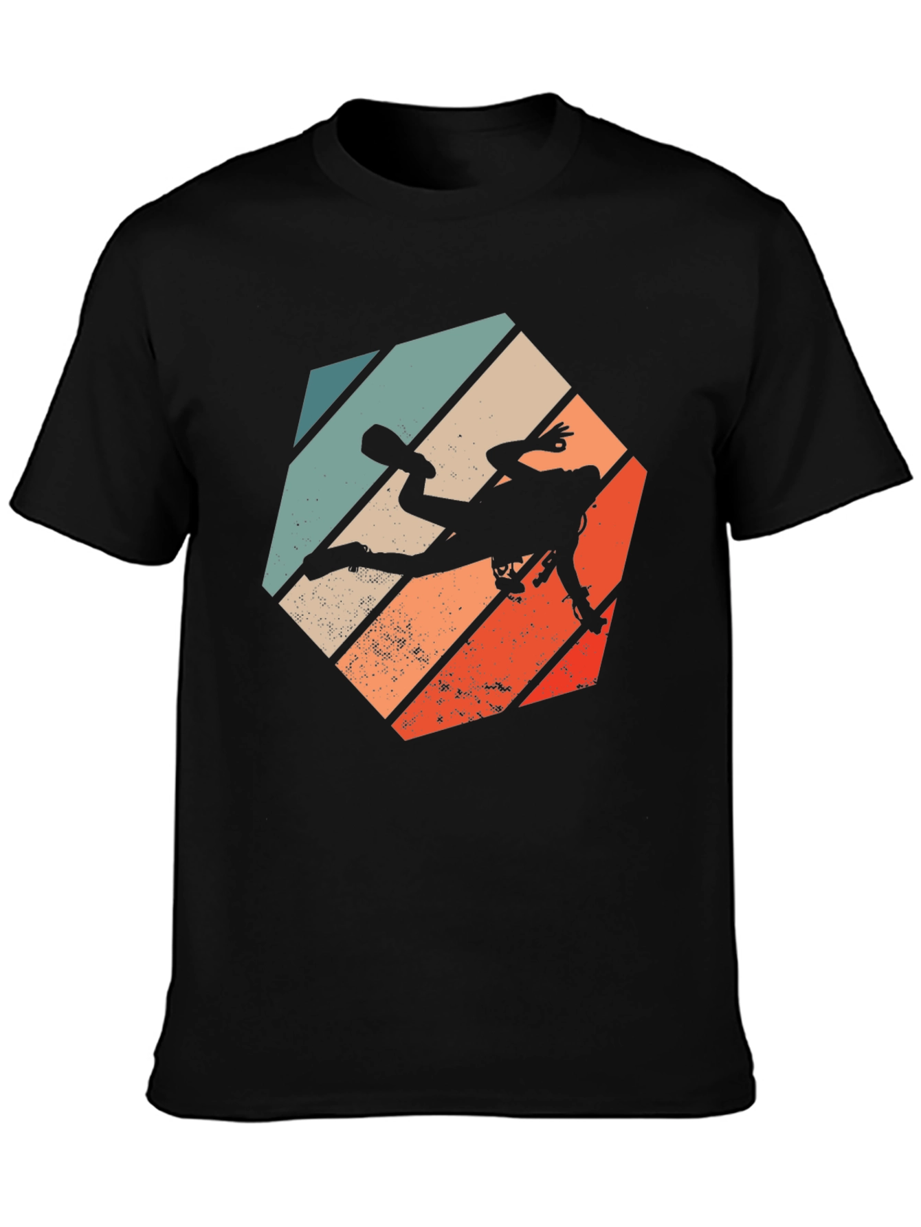Black Retro Scuba Diver Graphic T-Shirt view 3