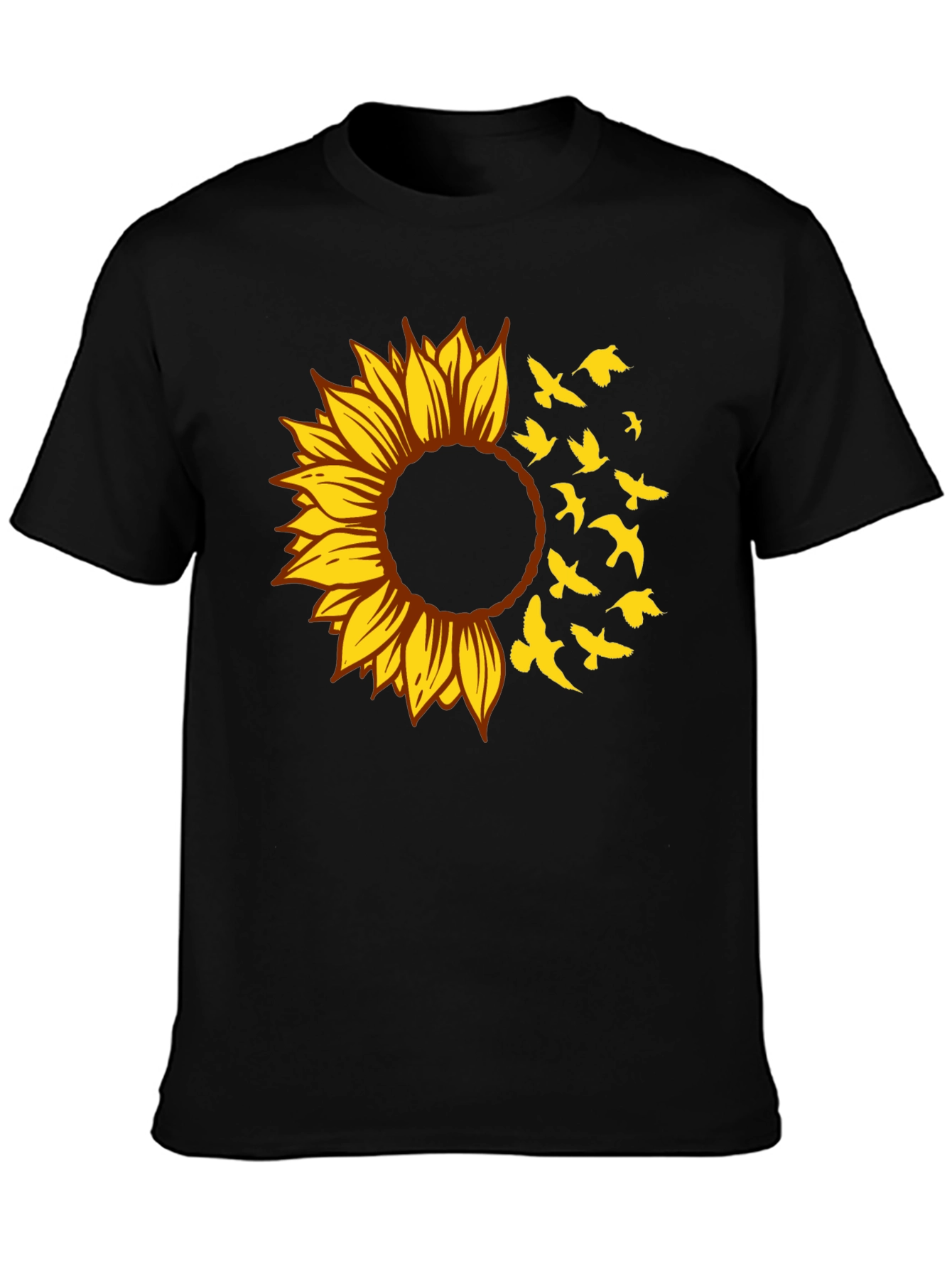 Black Sunflower Bird T-Shirt - Stylish Graphic Tee view 3