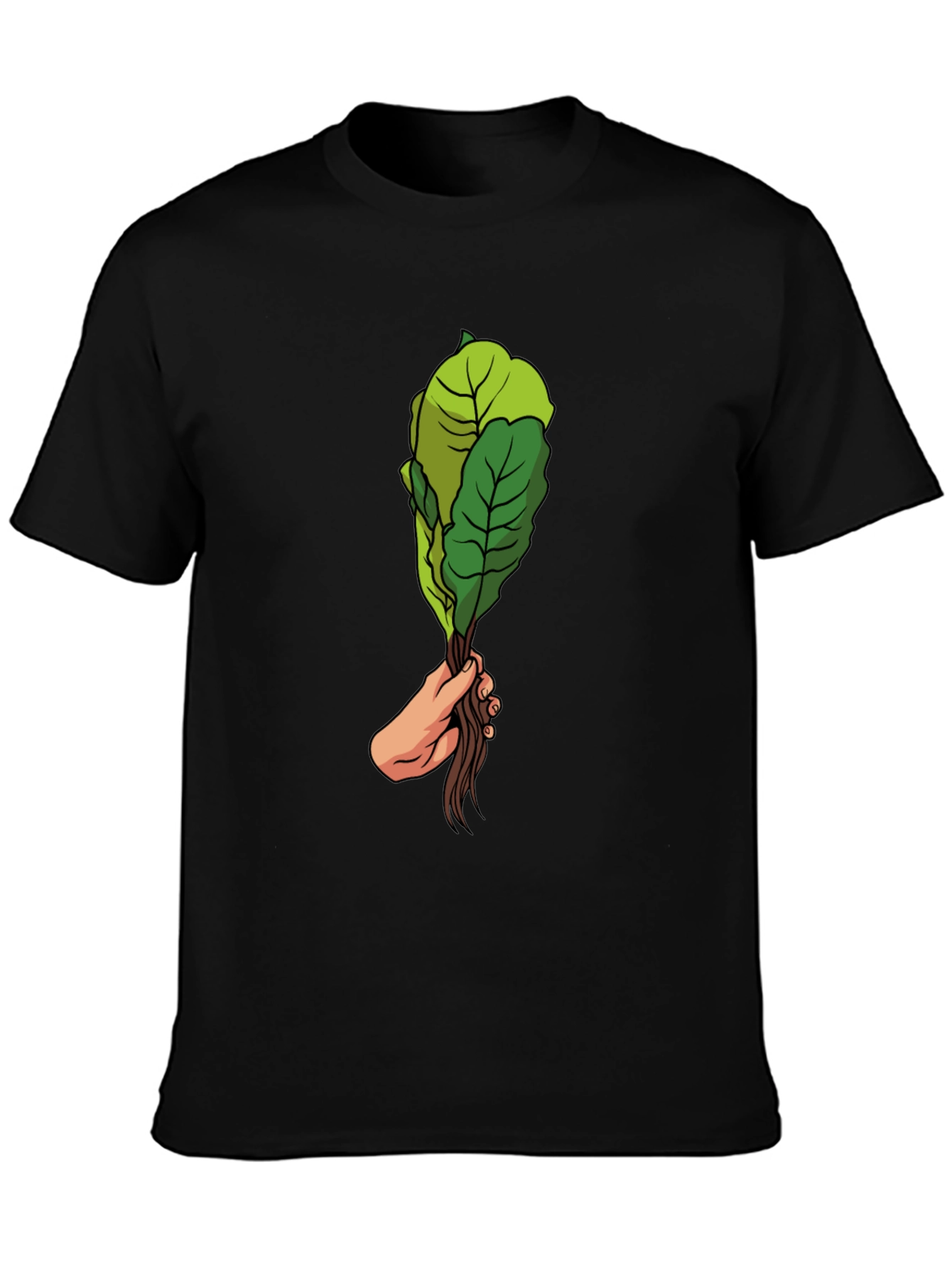 Black Lettuce Hand Graphic Tee - Novelty Black T-Shirt view 3