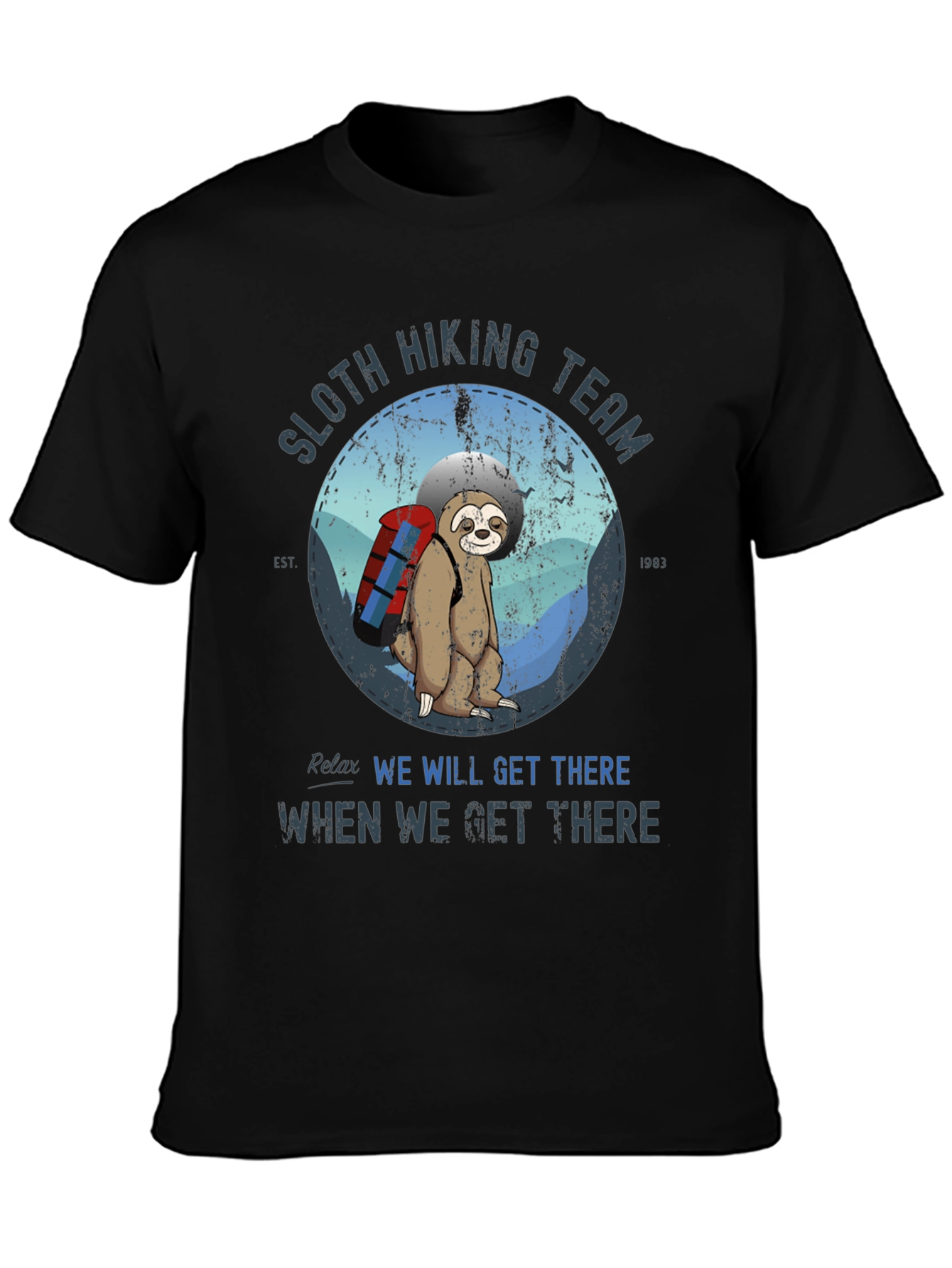 Black Sloth Hiking Team T-Shirt - Relaxed Hiking Apparel view 3