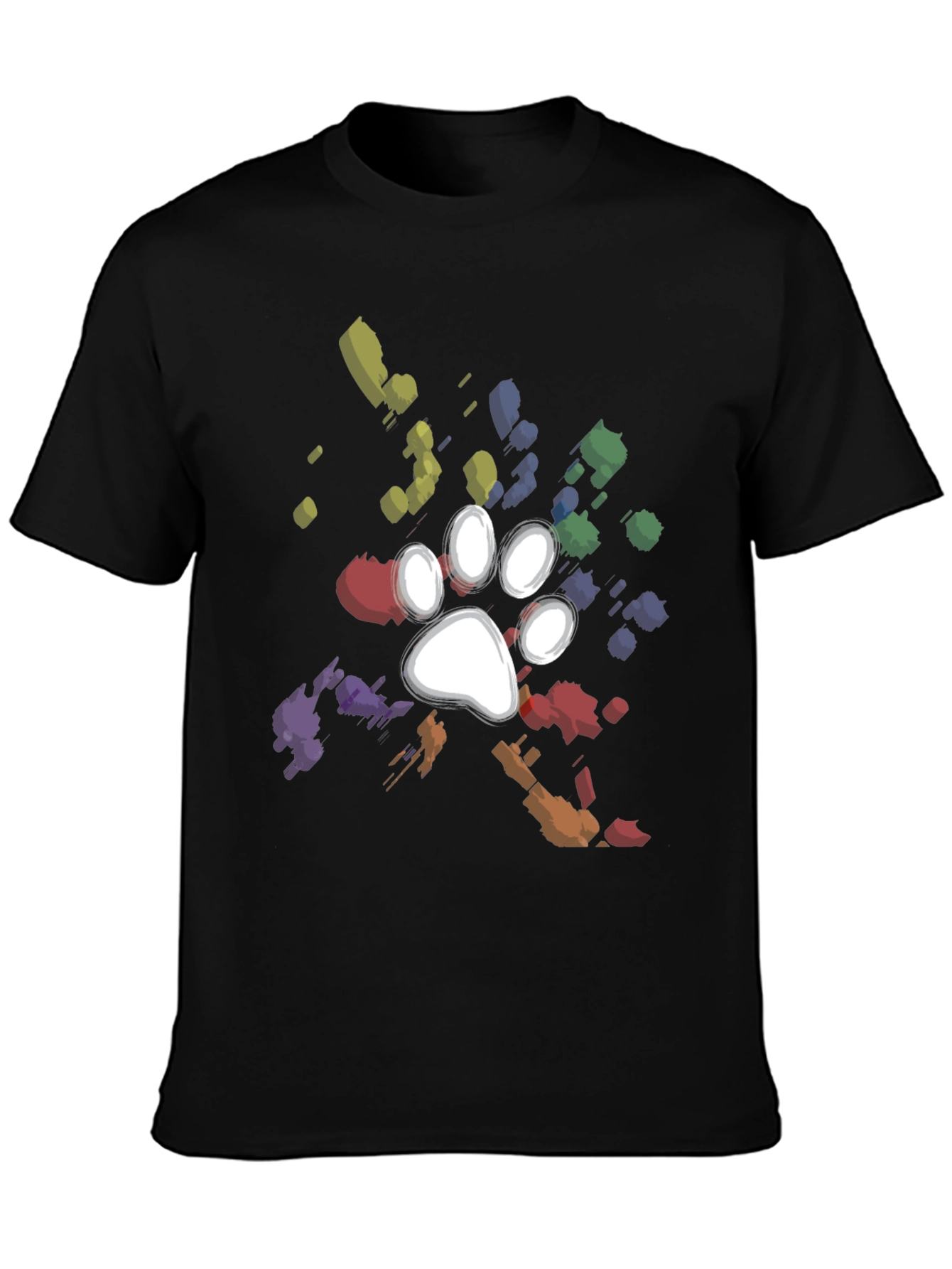 Black Paw Print Splatter T-Shirt - Unique Dog Lover Gift view 3