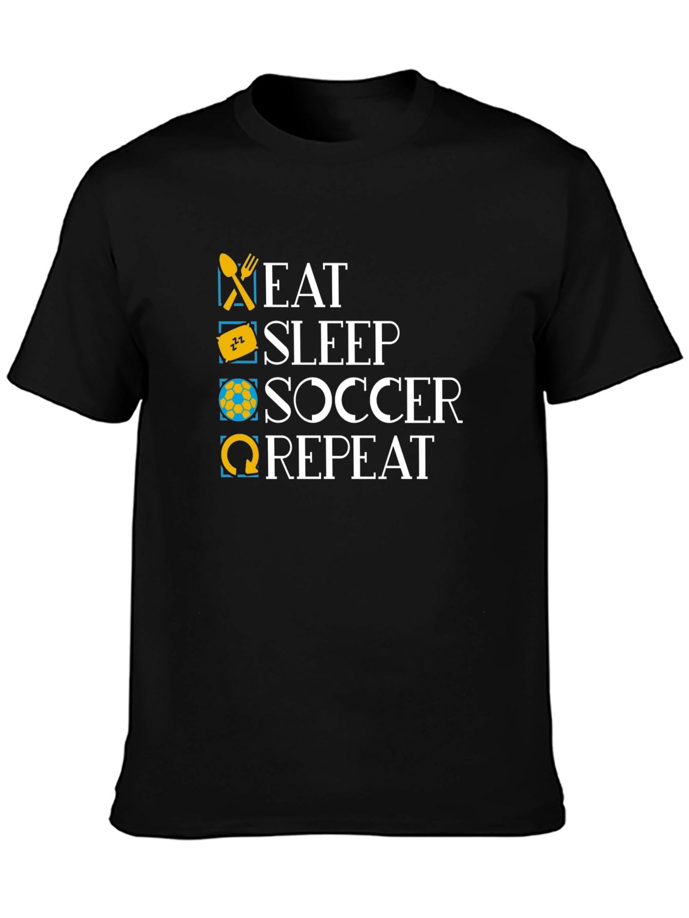 Black Eat Sleep Soccer Repeat Graphic T-Shirt view 3
