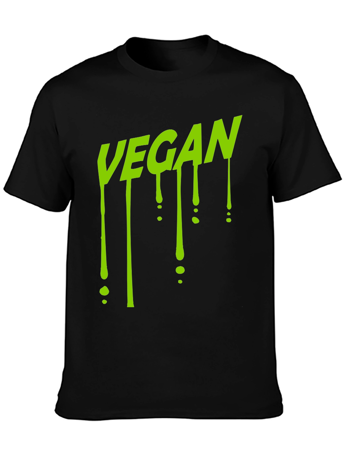 Black Vegan Drip T-Shirt - Black Crew Neck view 3