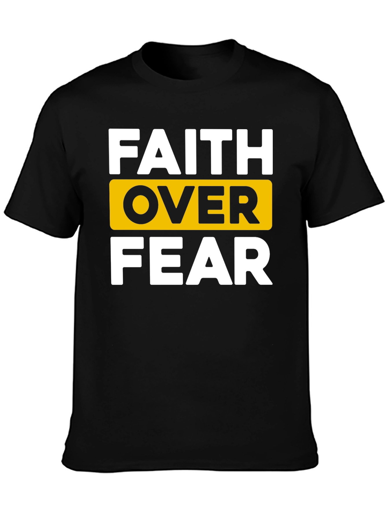Black Faith Over Fear Graphic Tee - Black Cotton T-Shirt view 3