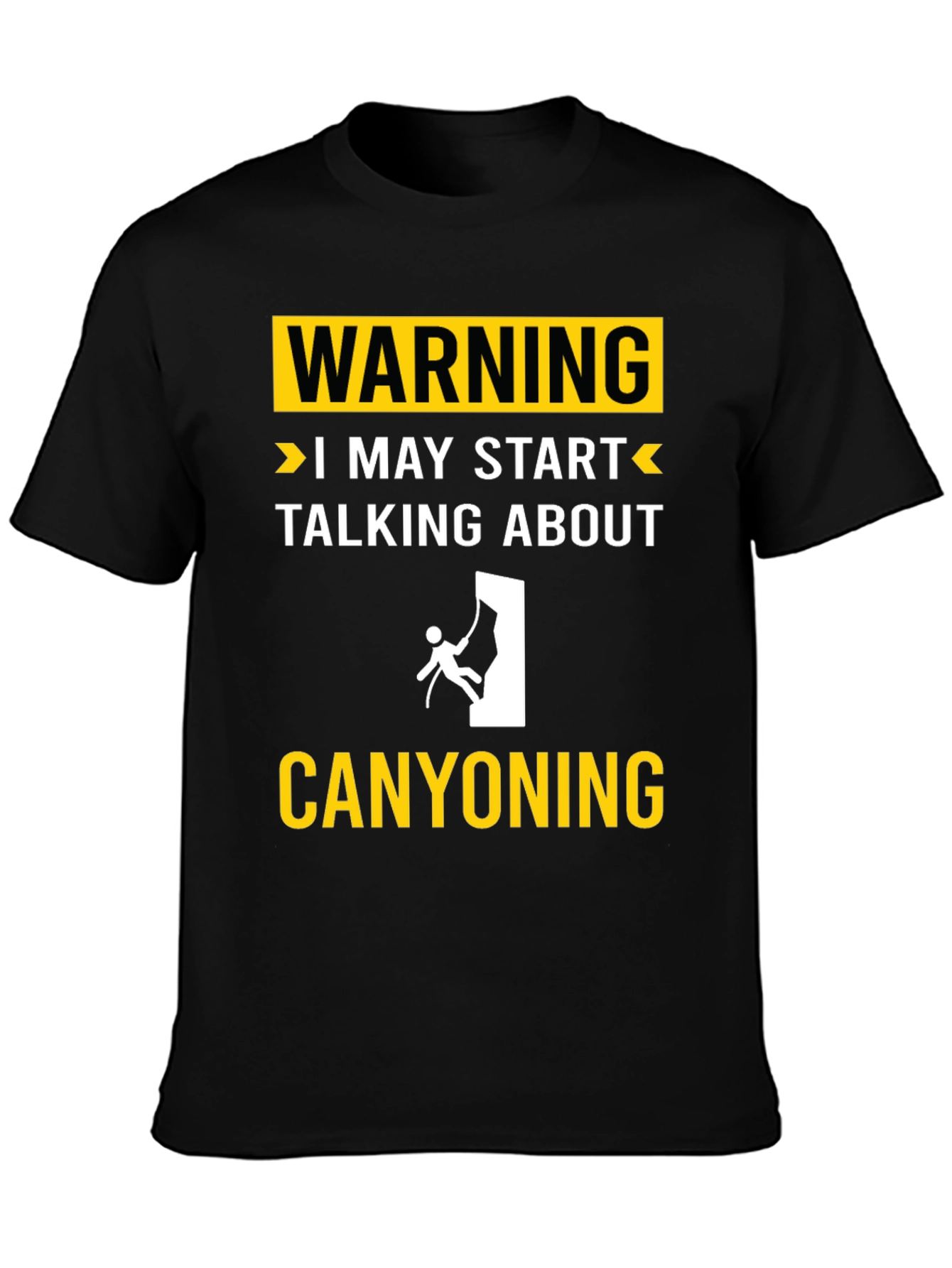 Black Canyoning Warning T-Shirt - Funny Adventure Tee view 3