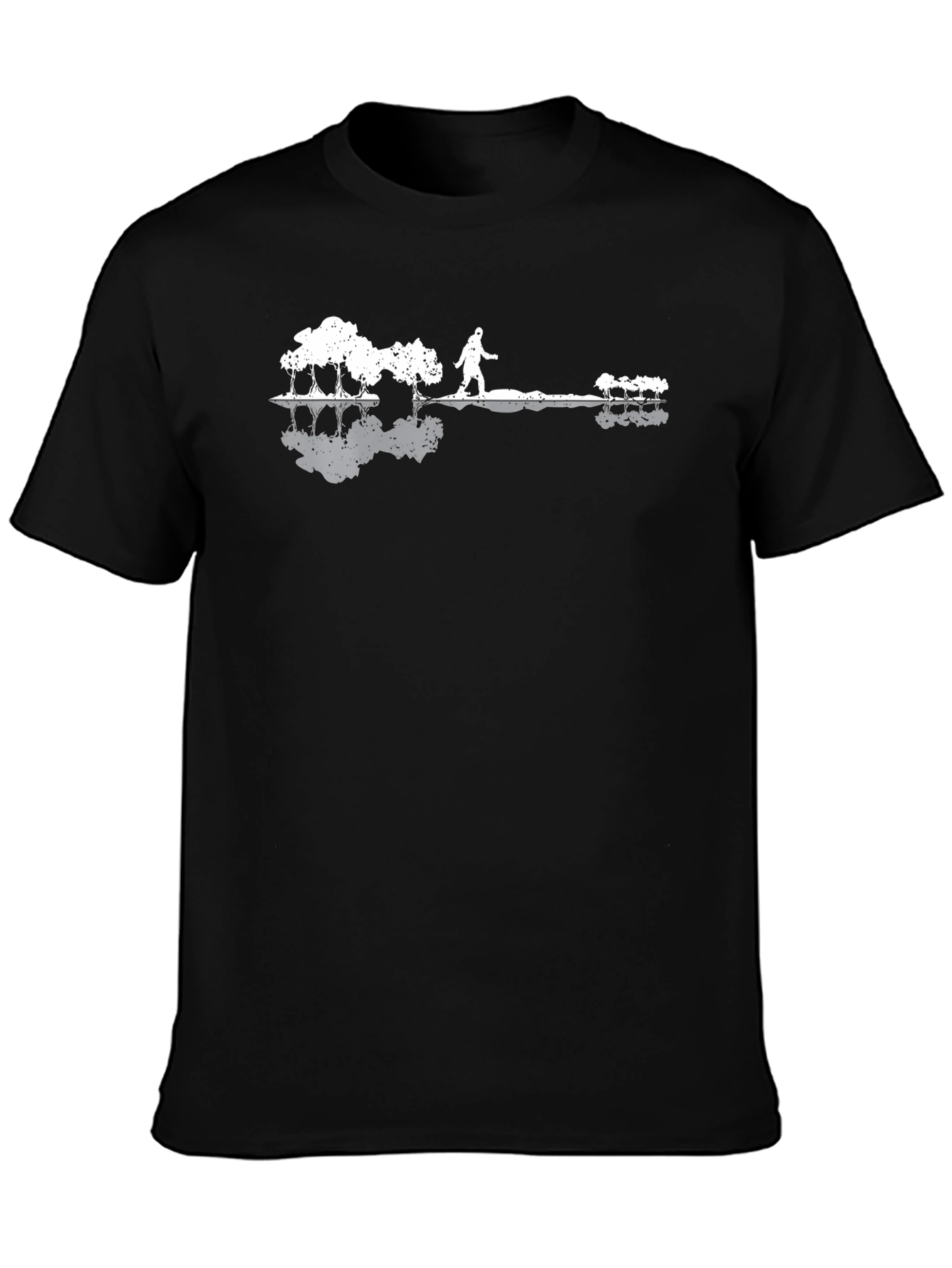 Black Nature Guitar Scene Men's Black T-Shirt view 3