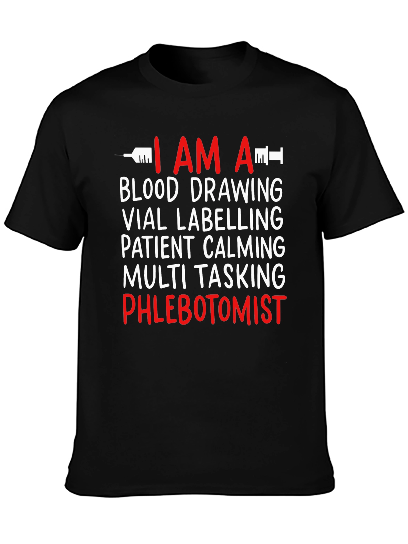 Black Phlebotomist Profession T-Shirt view 3