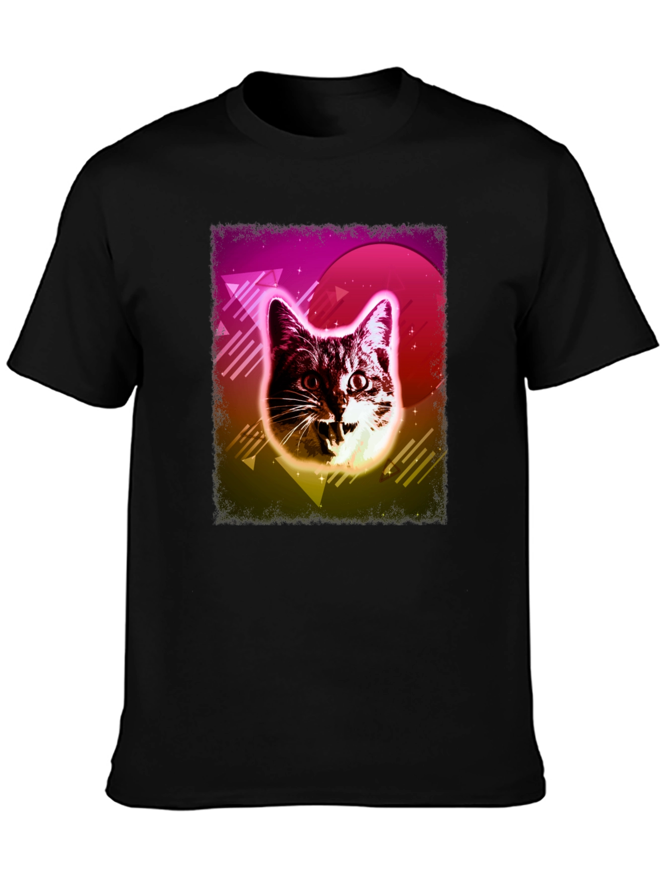 Black Retro Cat Graphic Tee - Black view 3