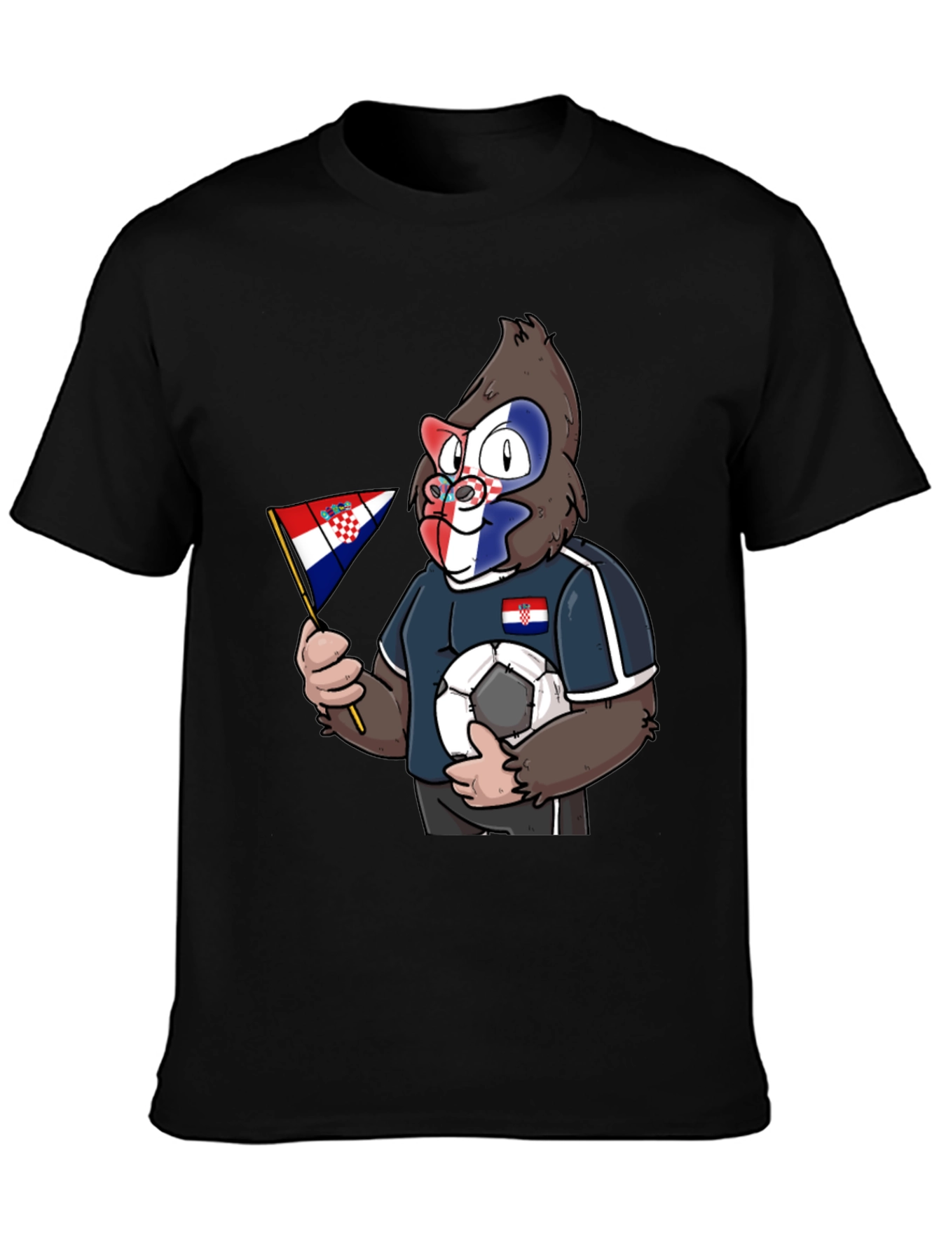 Black Croatian Soccer Gorilla Black T-Shirt view 3
