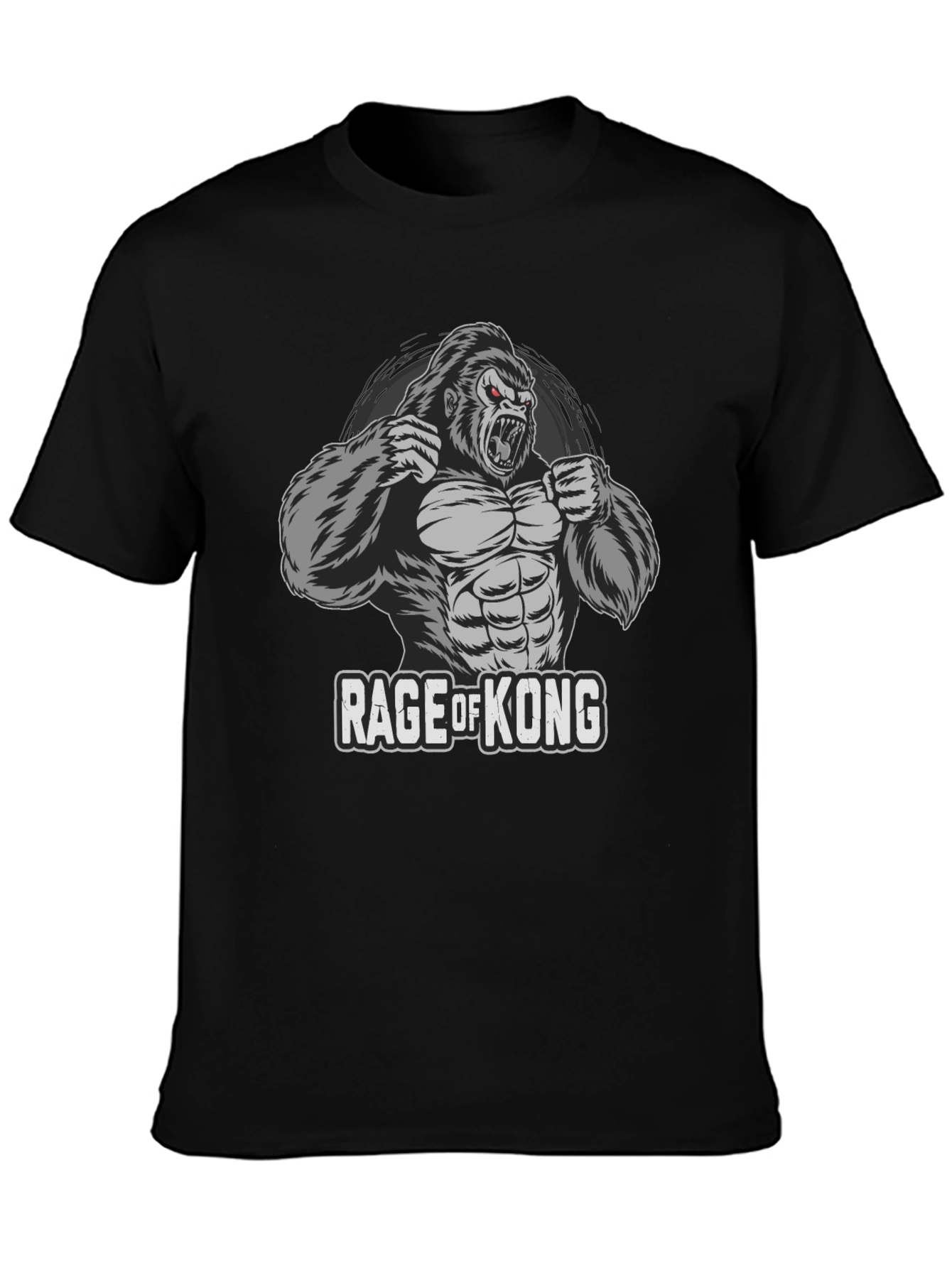 Black Rage of Kong Graphic T-Shirt - Fierce Gorilla Design view 3