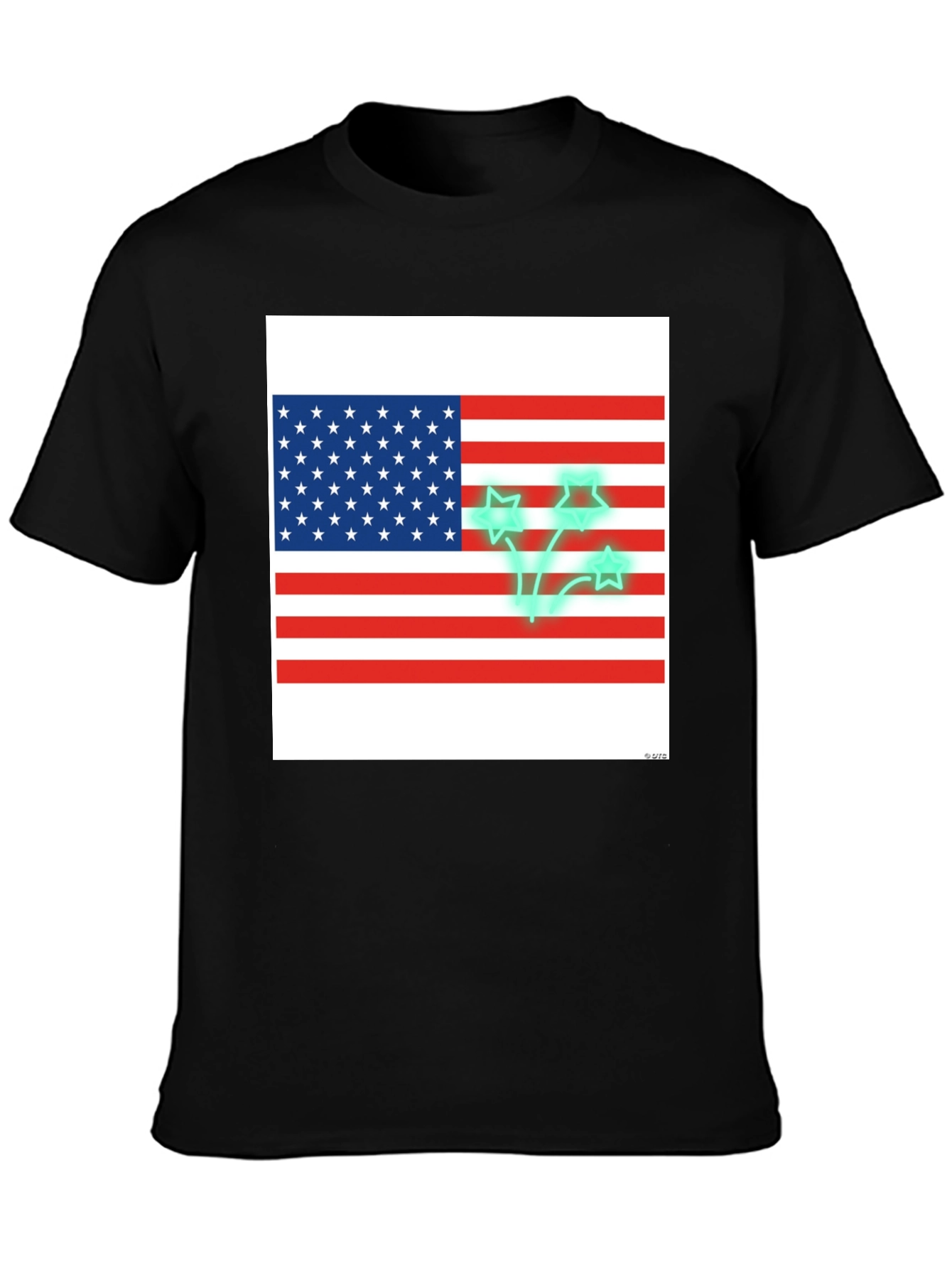 Black American Flag Stars Graphic T-Shirt view 3
