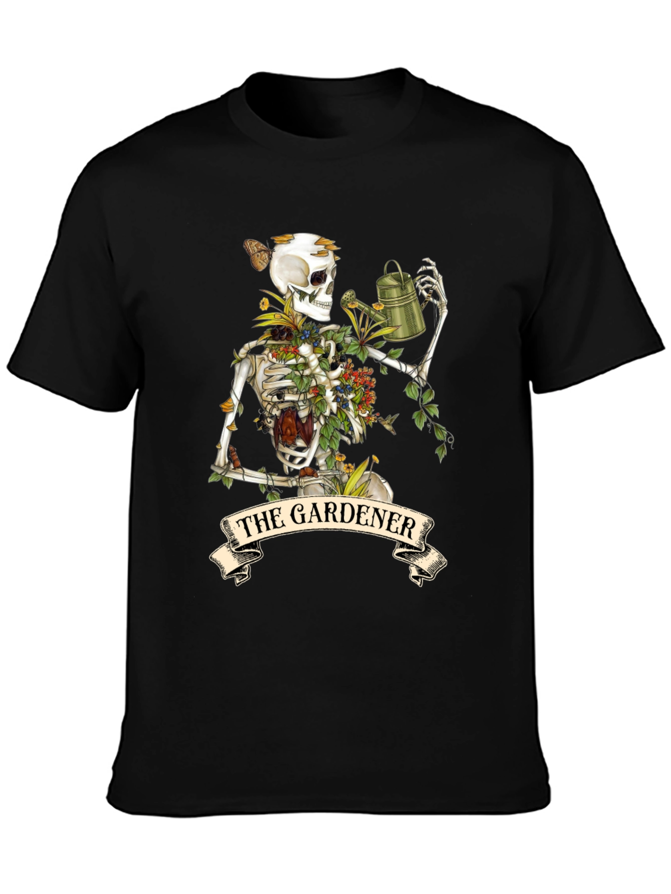 Black The Gardener Skeleton Graphic Tee - Unique Style view 3