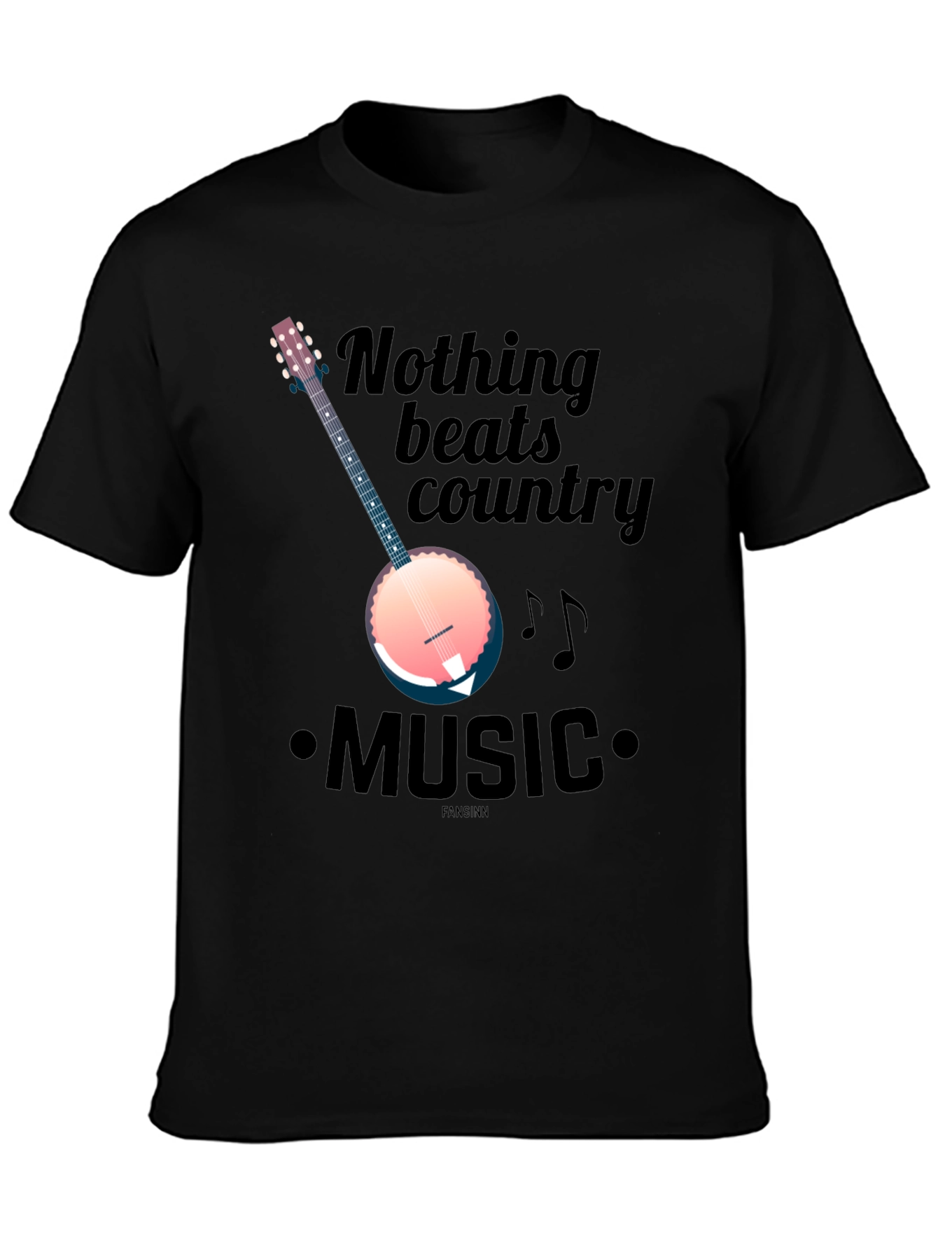 Black Country Music Banjo Graphic T-Shirt view 3