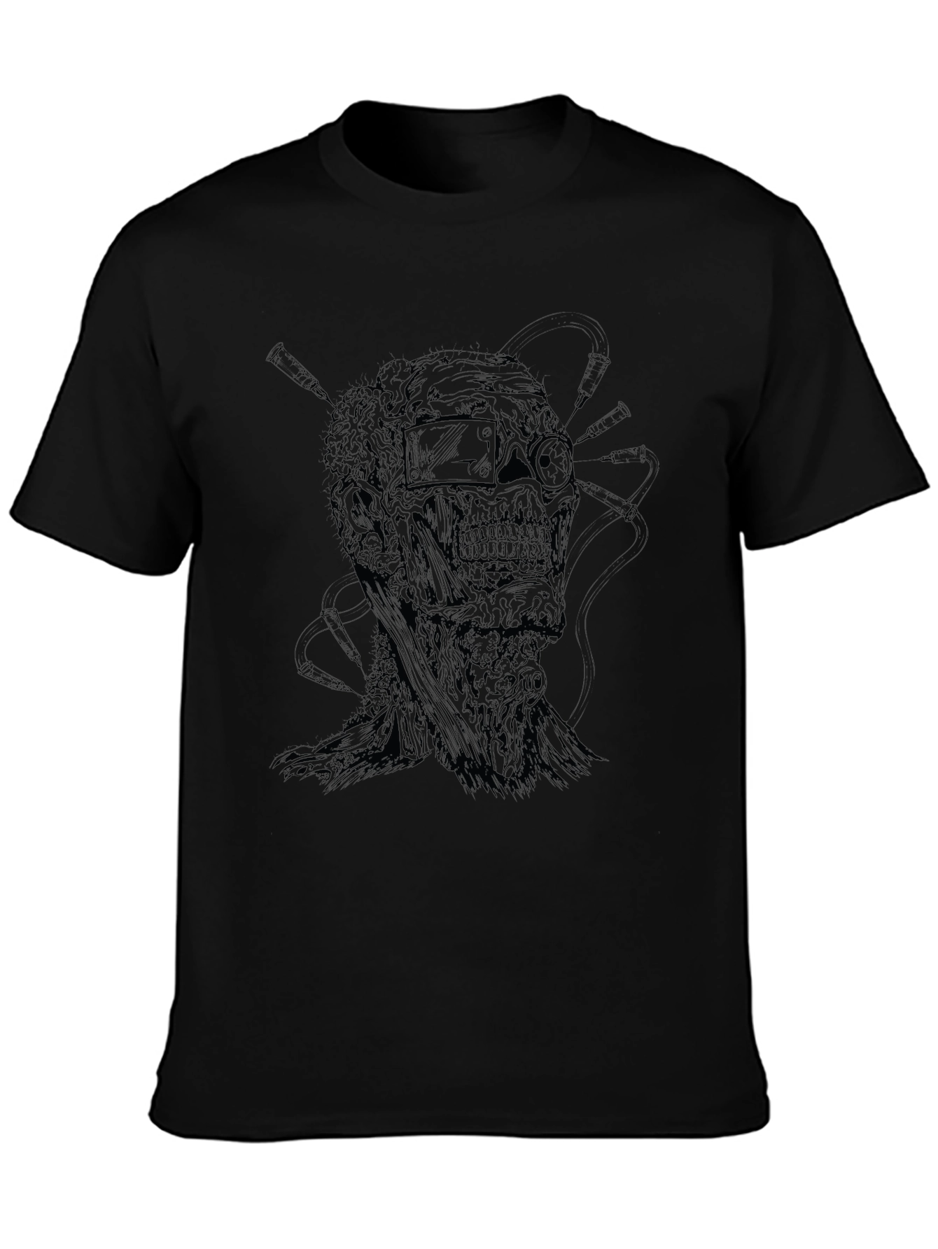 Black Edgy Graphic Print T-Shirt - Dark Aesthetic Design view 3