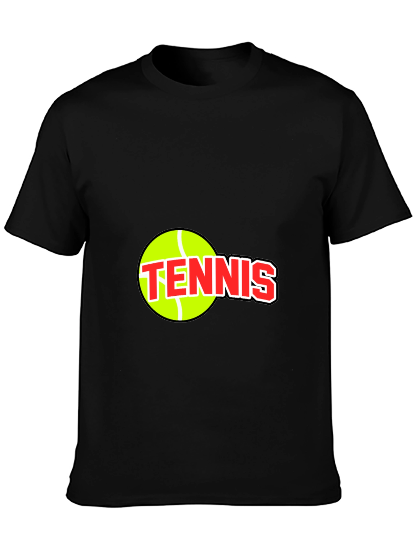 Black Tennis Ball Graphic Tee - Black Cotton T-Shirt view 3