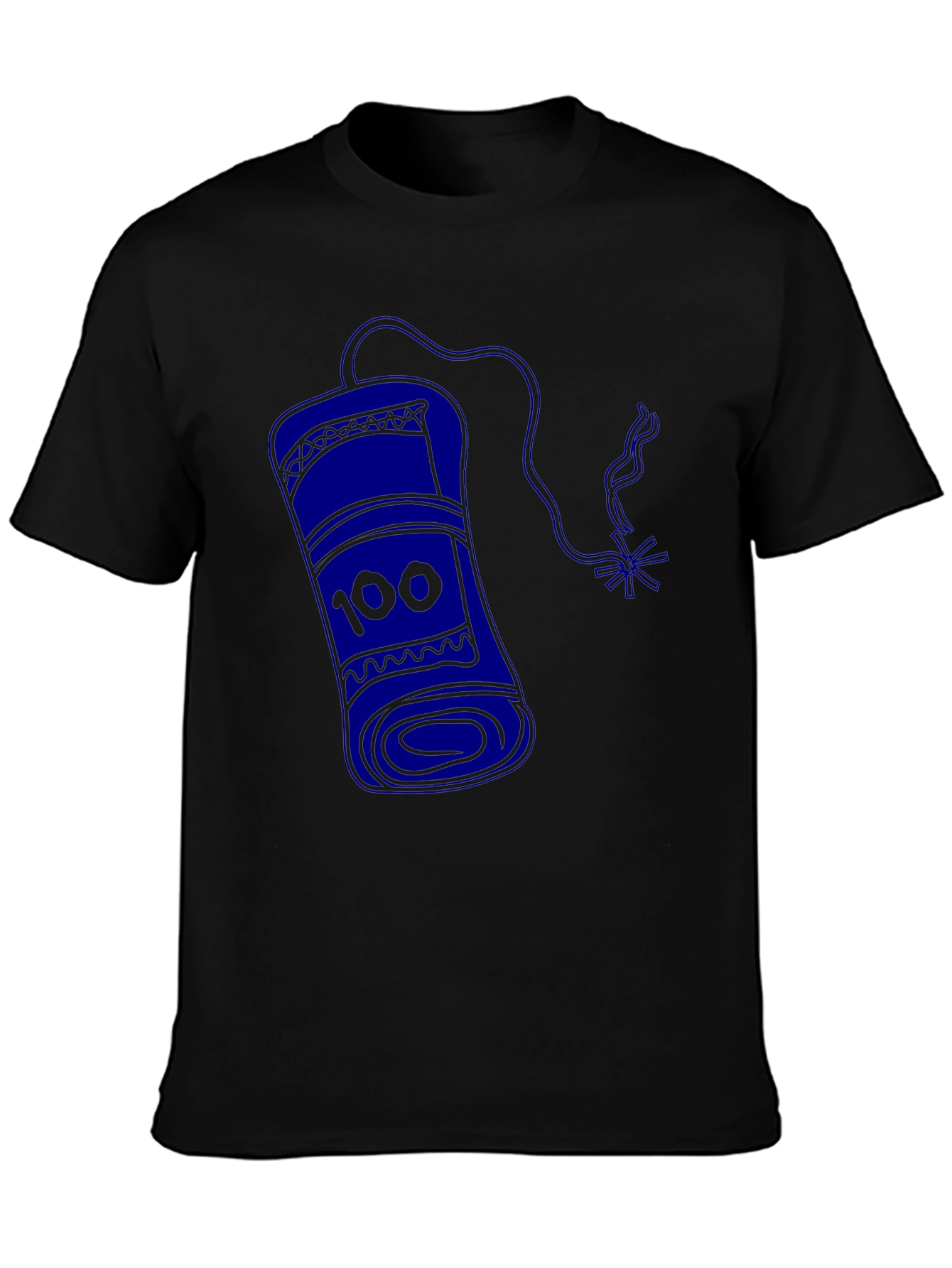 Black Men's Black T-Shirt with Blue Dynamite Graphic view 3