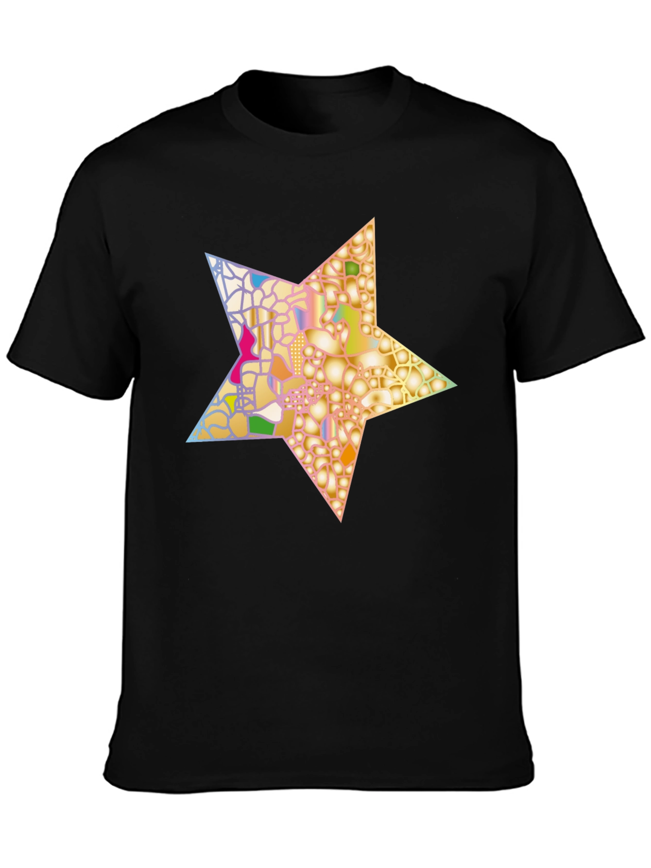 Black Abstract Star Graphic Tee - Stylish Men's Black T-Shirt view 3