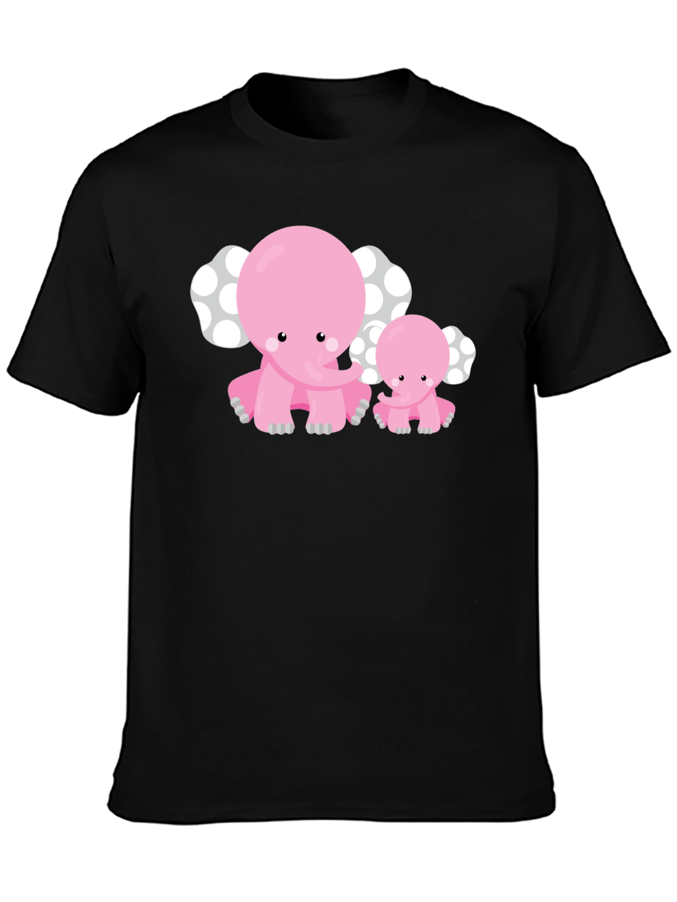Black Cute Pink Elephant Graphic Tee view 3