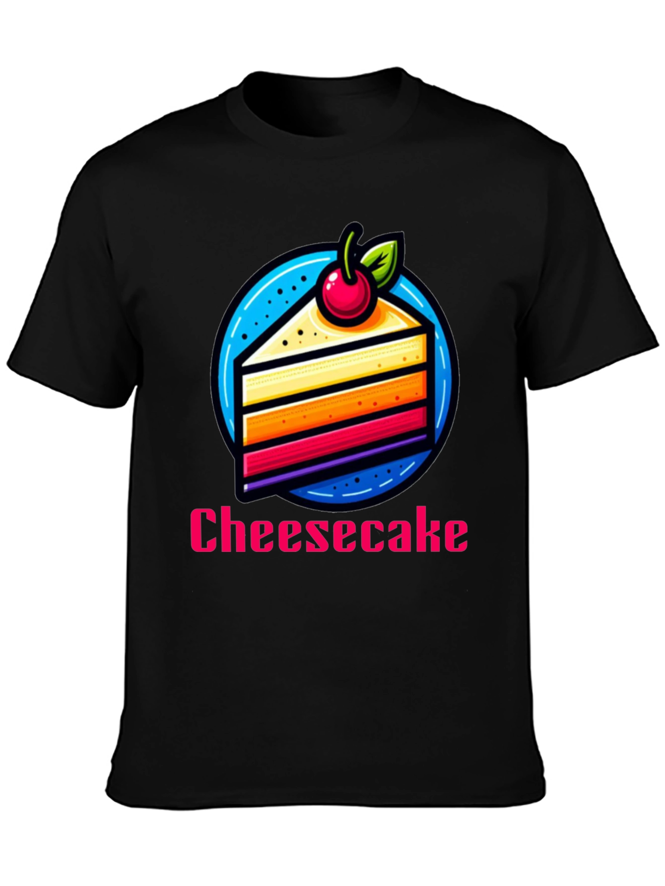 Black Cheesecake Slice Graphic T-Shirt - Fun Dessert Tee view 3