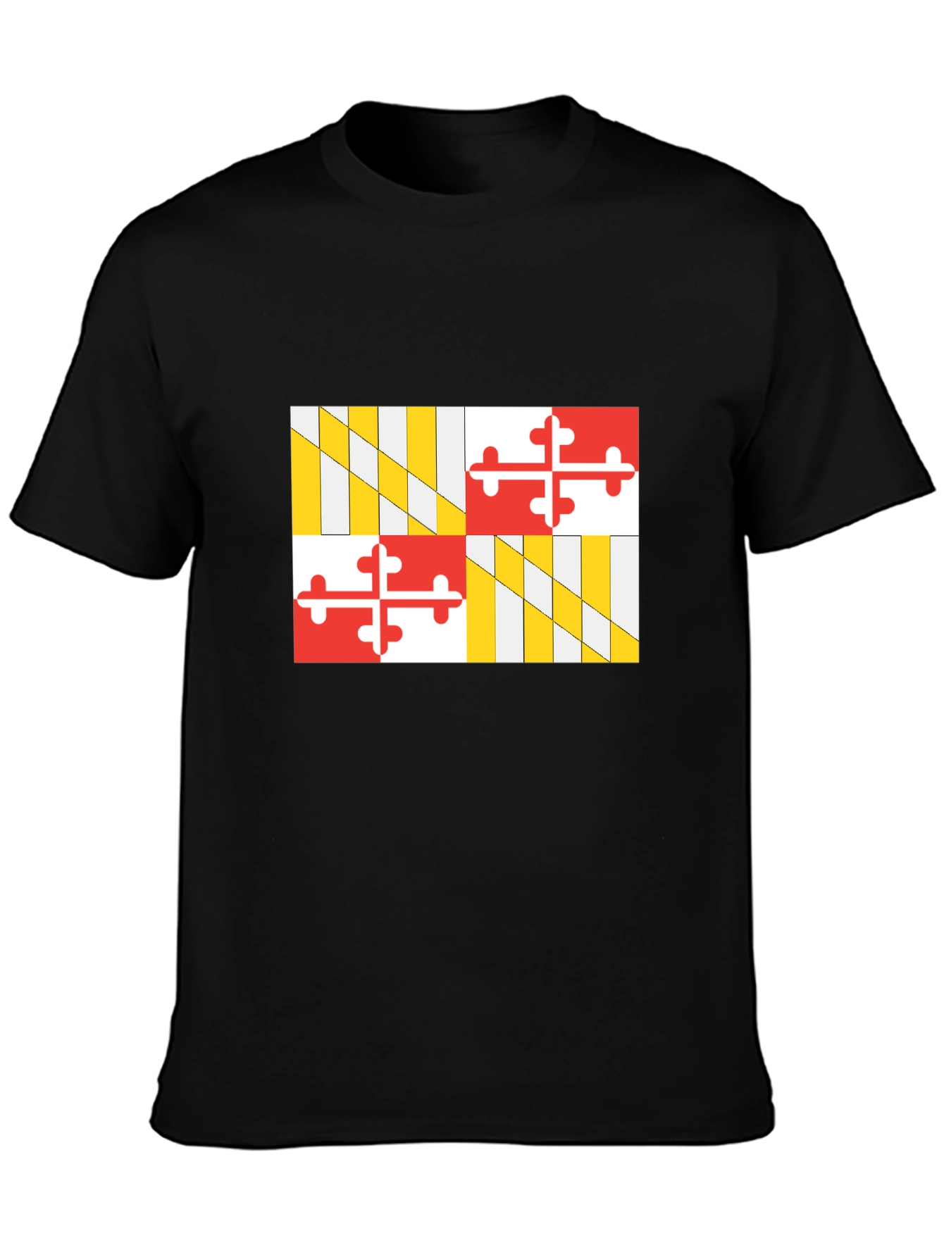 Black Maryland Flag T-Shirt, Black Cotton Tee view 3