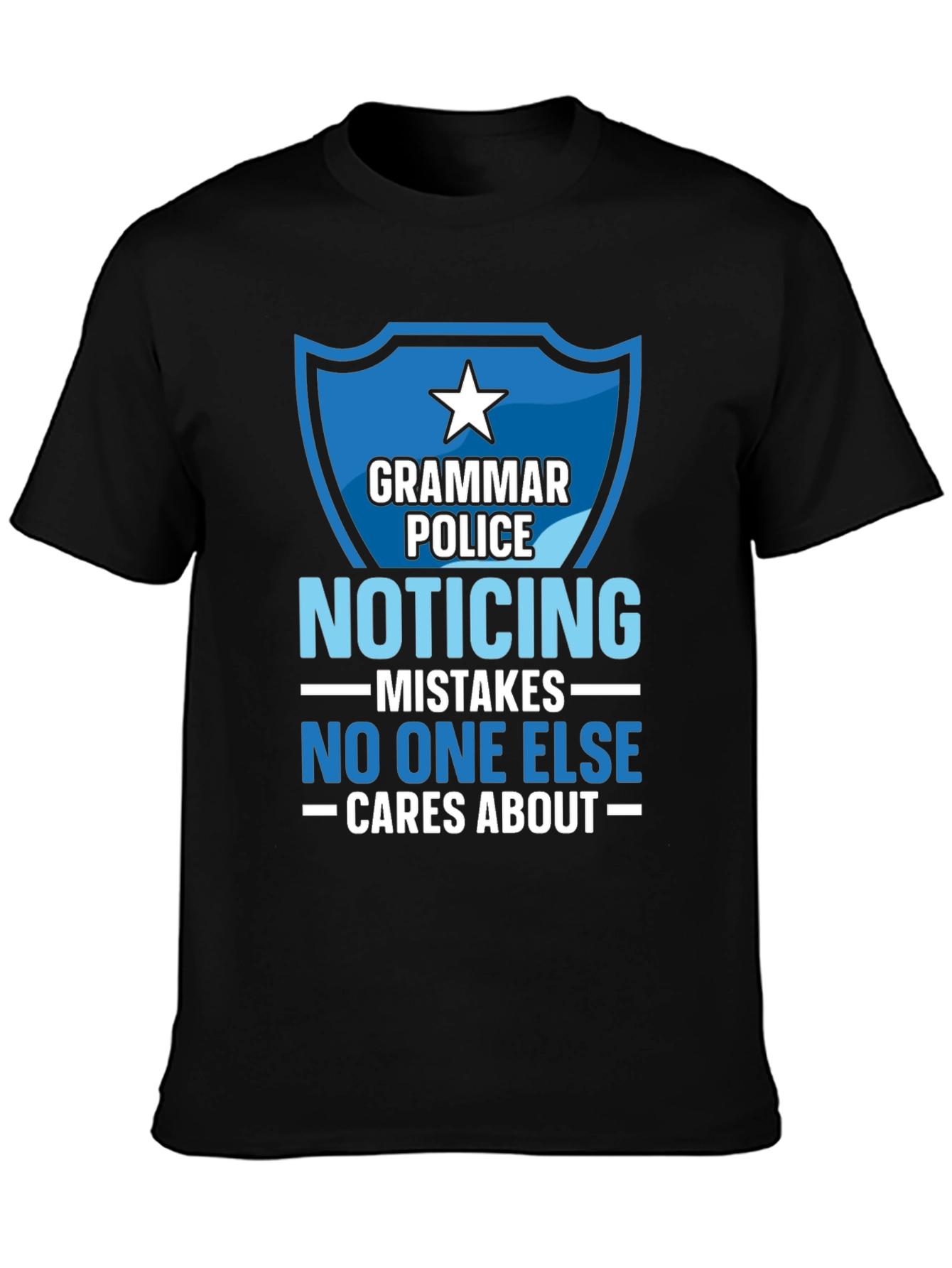 Black Grammar Police Novelty Graphic Tee view 3