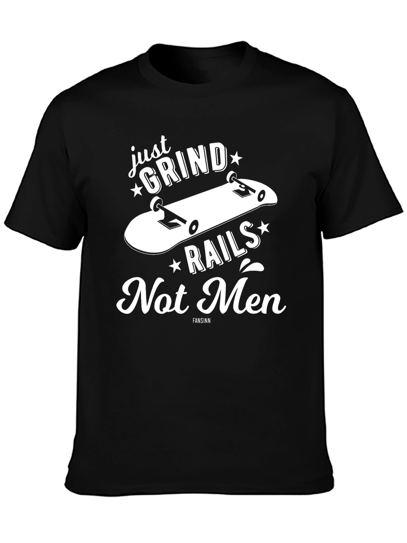 Black Grind Rails Not Men Skater Tee - Black Graphic T-Shirt view 3