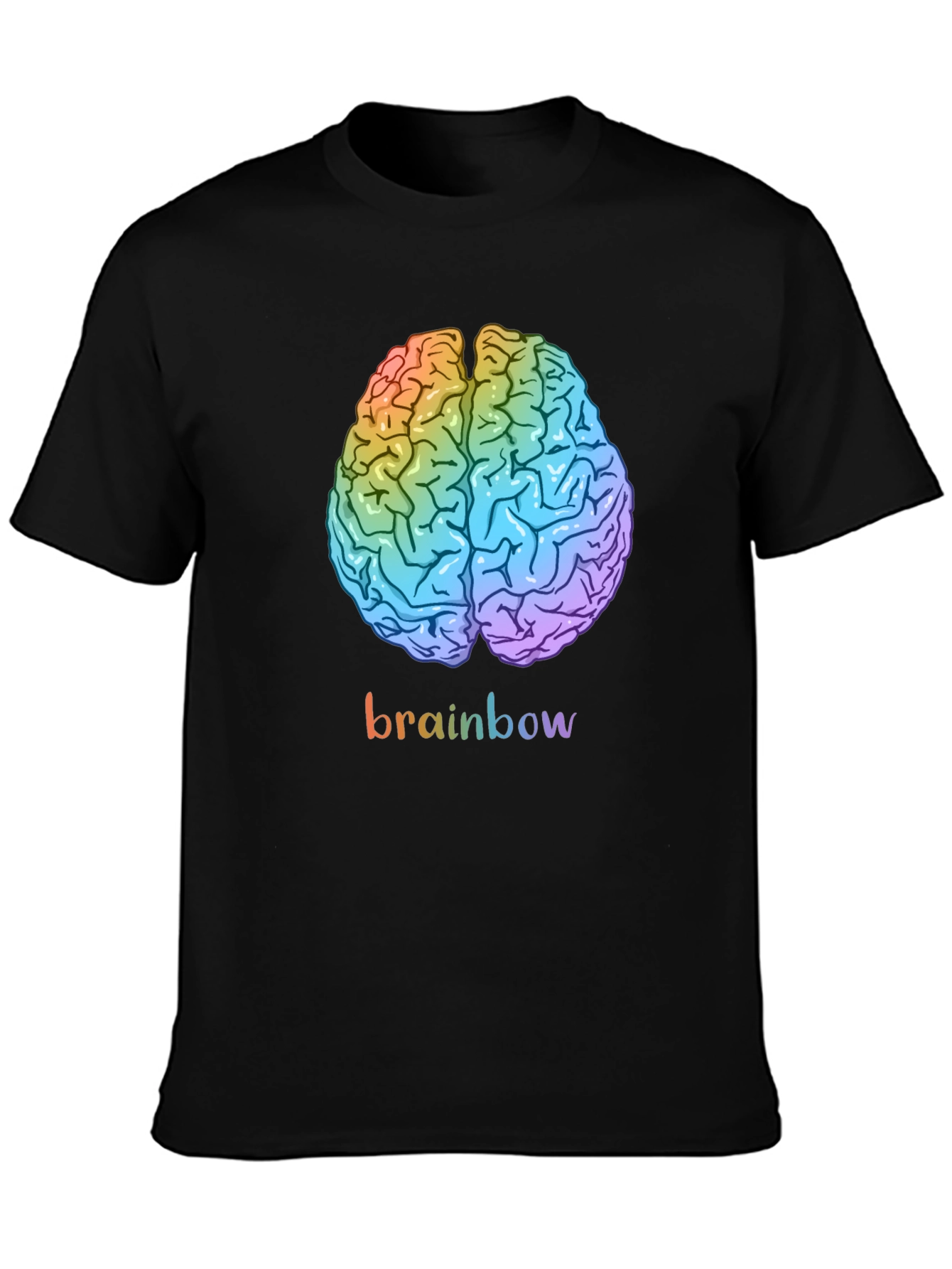 Black Rainbow Brain Graphic Tee - Unisex Cotton T-Shirt view 3