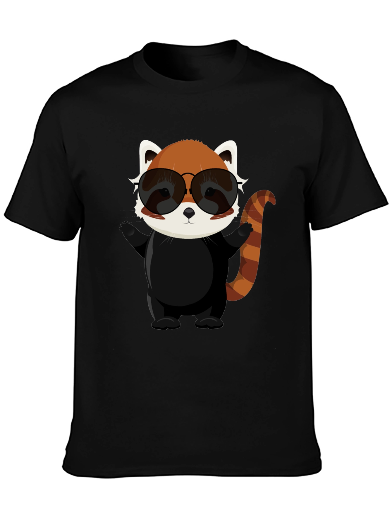 Black Cool Red Panda Graphic Tee view 3