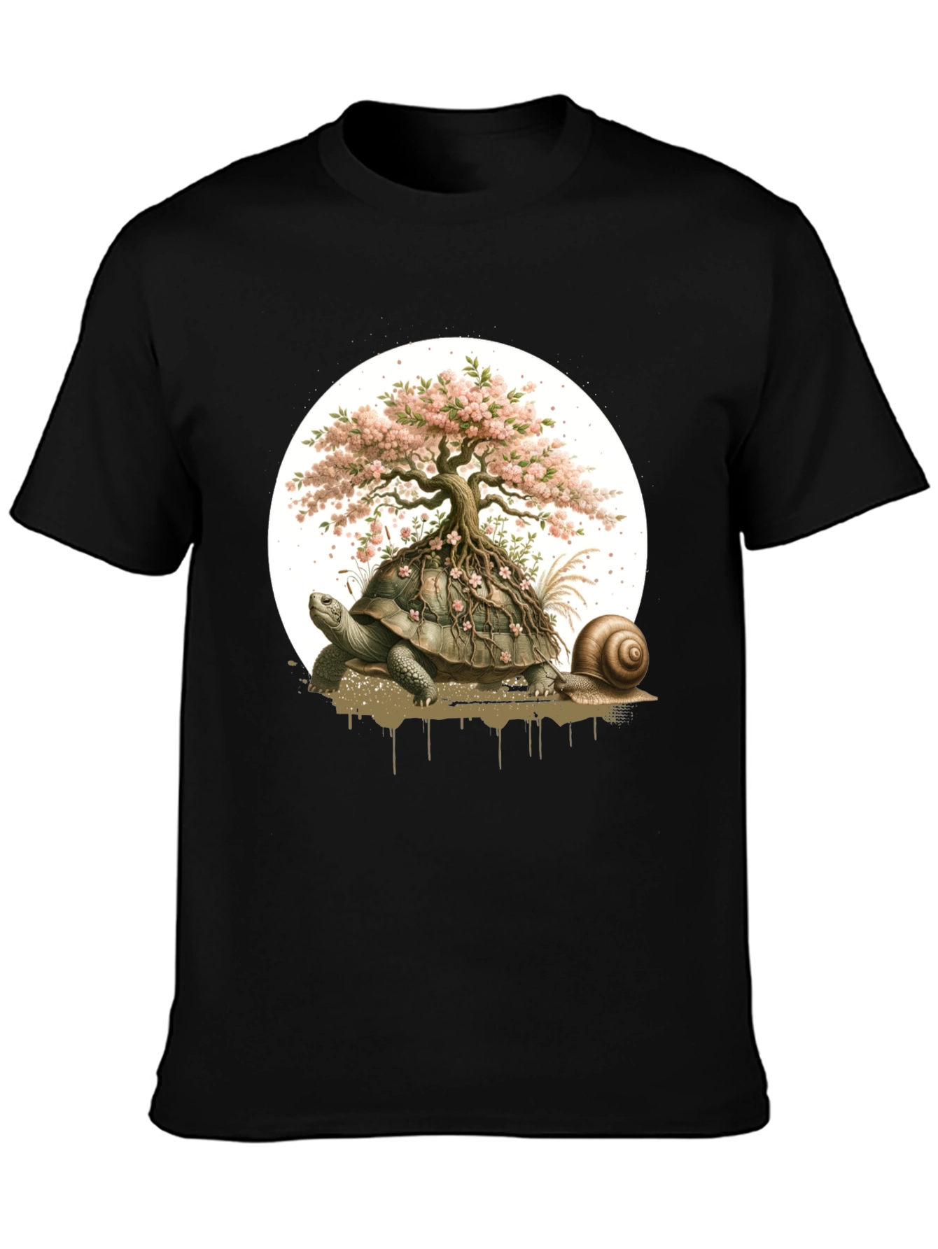 Black Turtle Bonsai Tree Graphic Tee - Unique Nature Design view 3