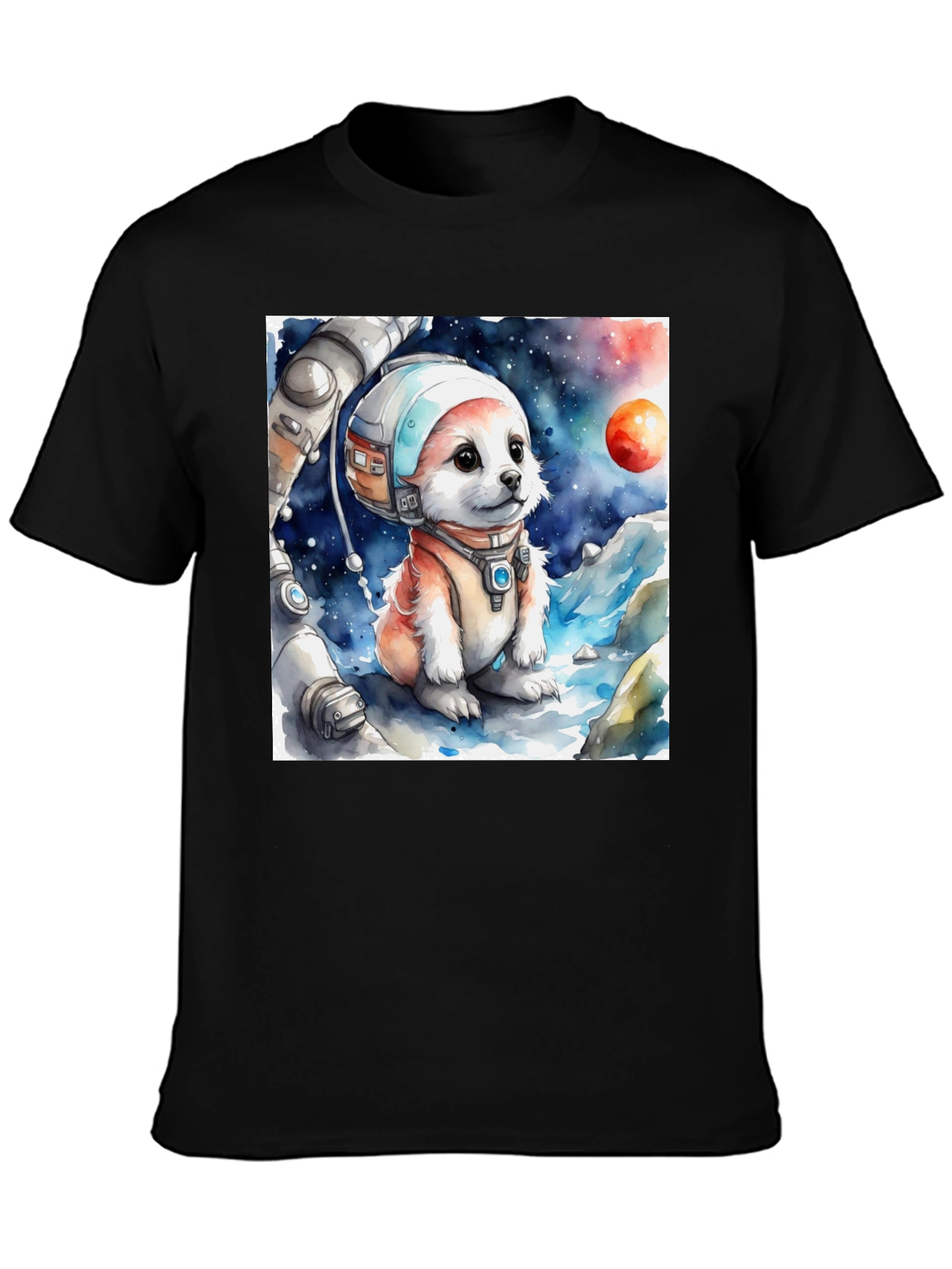 Black Astronaut Puppy Graphic Tee - Space Pup Shirt view 3