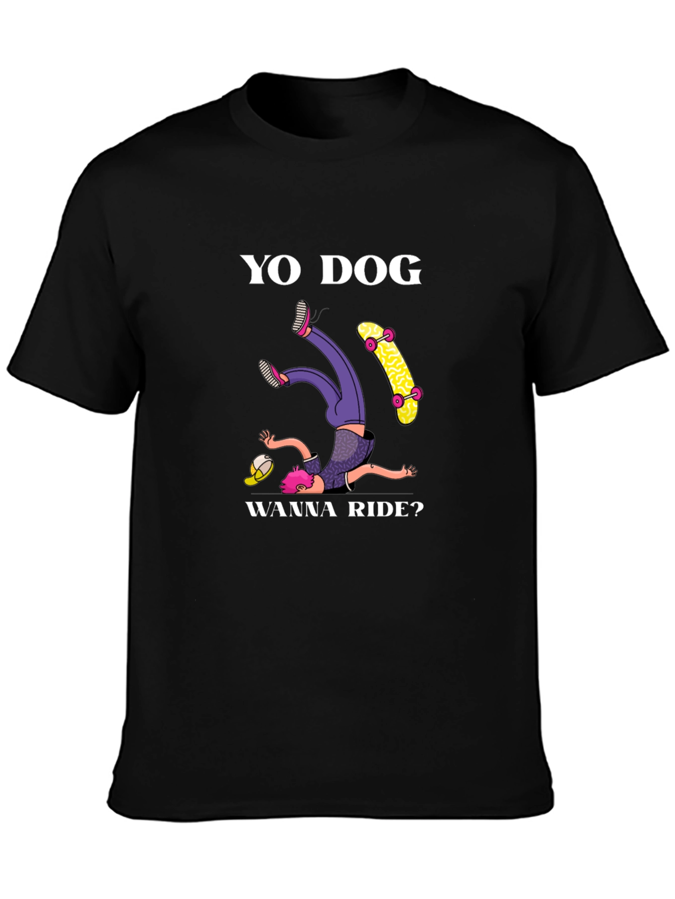 Black Yo Dog Wanna Ride? Graphic Tee view 3