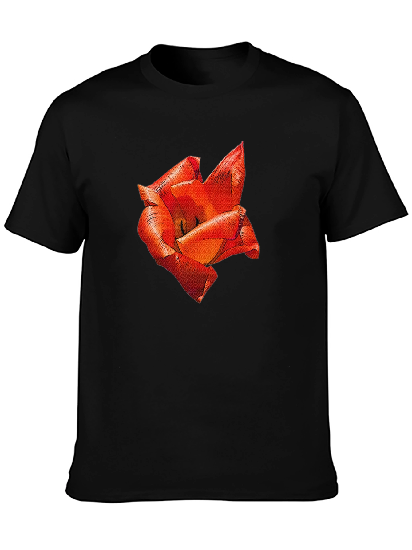 Black Red Floral Print T-Shirt view 3
