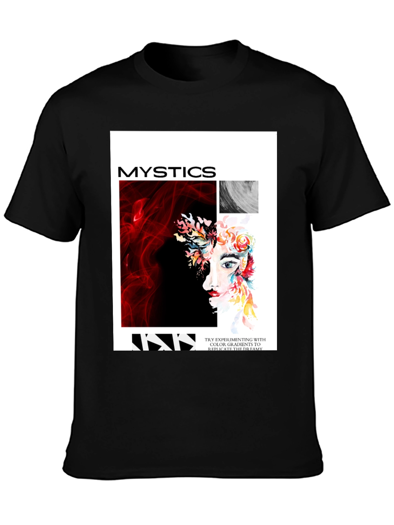 Black Mystics Graphic Print Tee - Unisex Black T-Shirt view 3