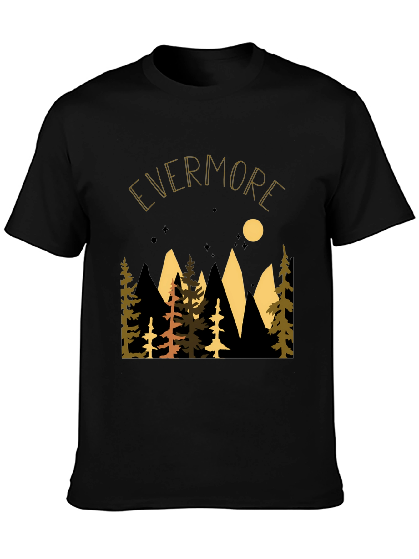 Black Evermore Forest Graphic Tee - Nature Inspired Unisex T-Shirt view 3